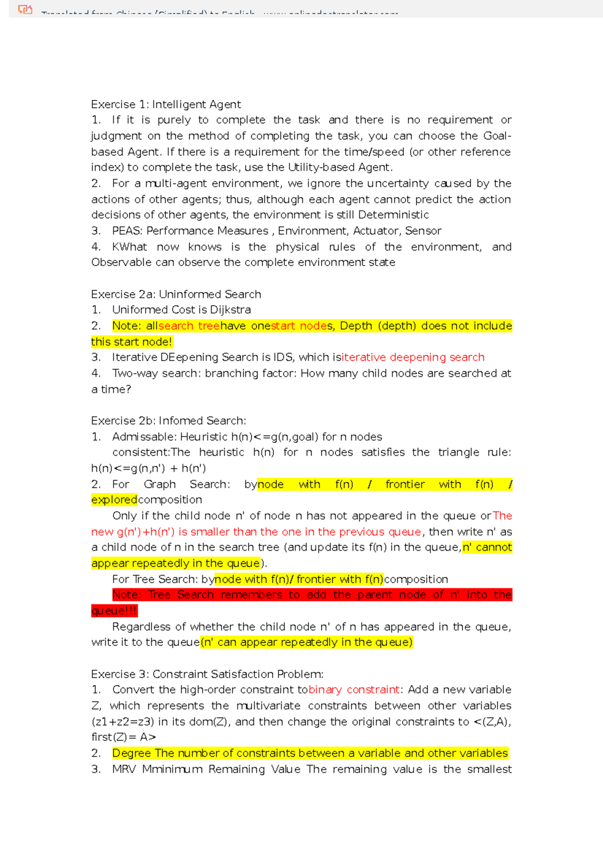 Exercise Notes - Exercise 1: Intelligent Agent If it is purely to ...