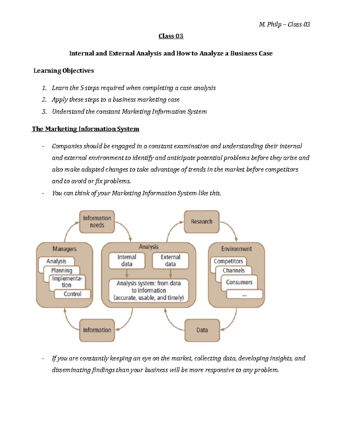 Class 03 - Internal and External Environments - Class 03 Internal and ...
