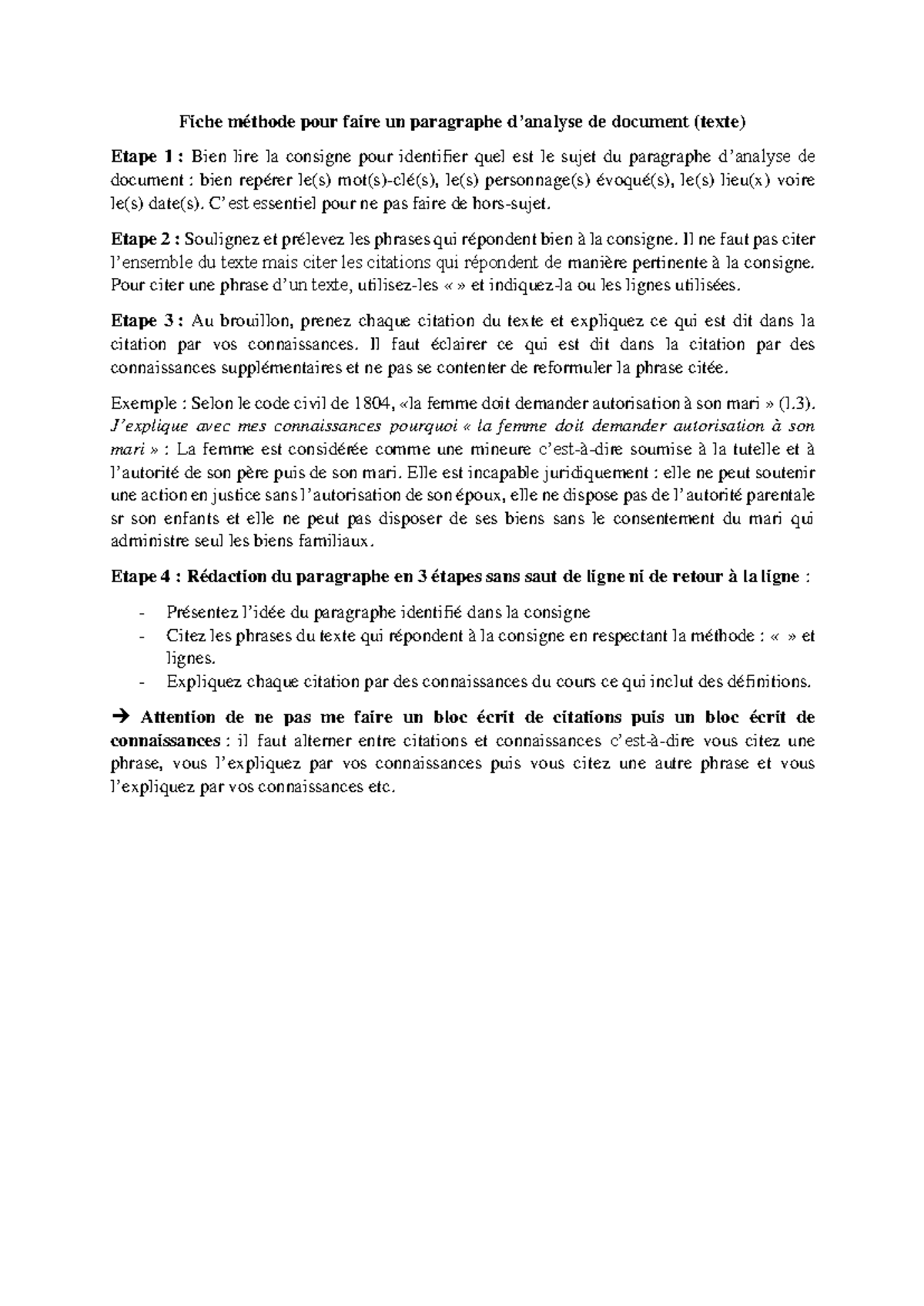 Fiche méthode pour faire un paragraphe d - Fiche méthode pour faire un ...