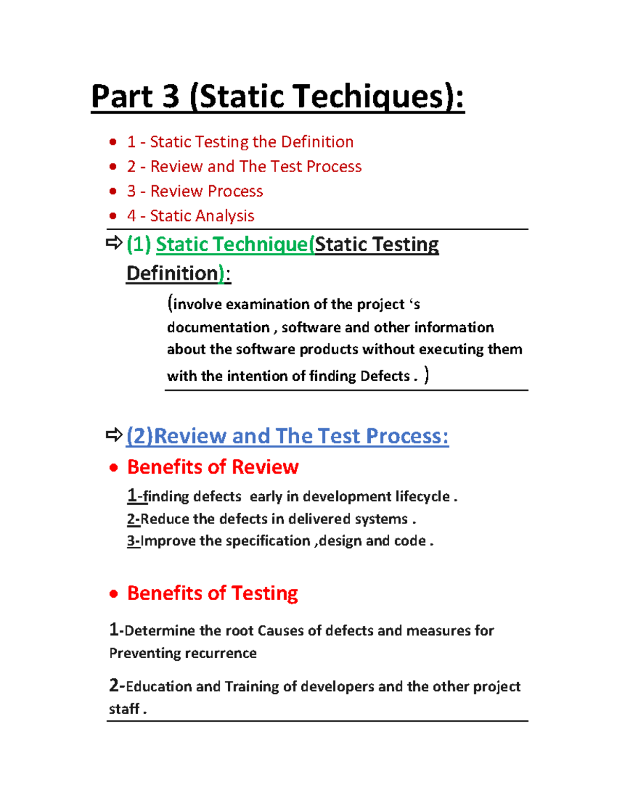 Part3 Software Vertifcation - Part 3 (Static Techiques): • 1 - Static ...