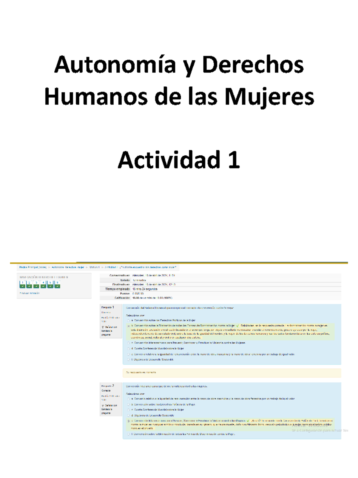 Autonomía y Derechos Humanos de las Mujeres actividad 1 - Studocu