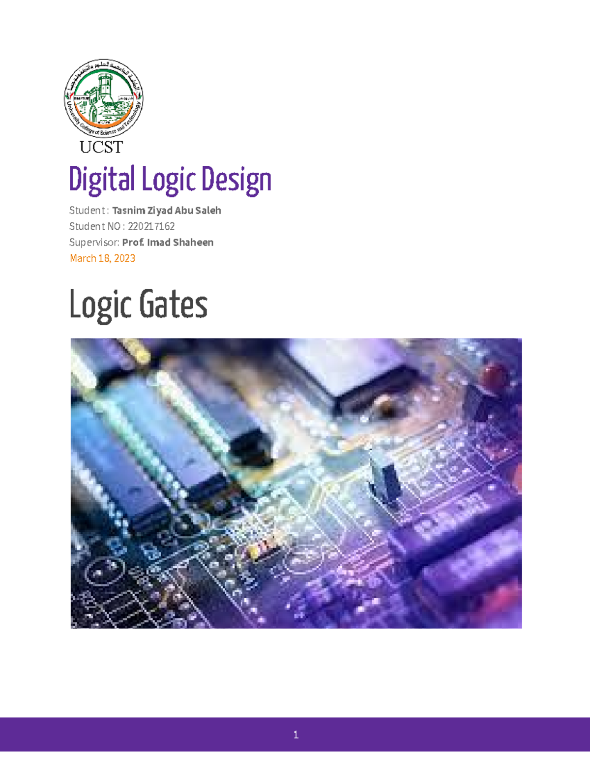 Logic Gates - UCST Digital Logic Design Student : Tasnim Ziyad Abu ...