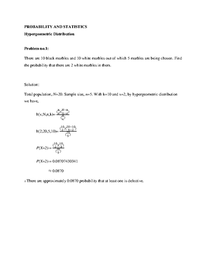 Multivariate Hypergeometric Distribution - PROBABILITY AND STATISTICS ...