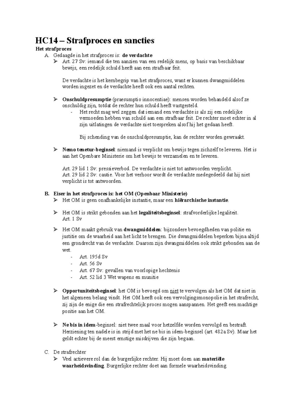 HC14 - Strafproces & Sancties - HC14 – Strafproces en sancties Het ...
