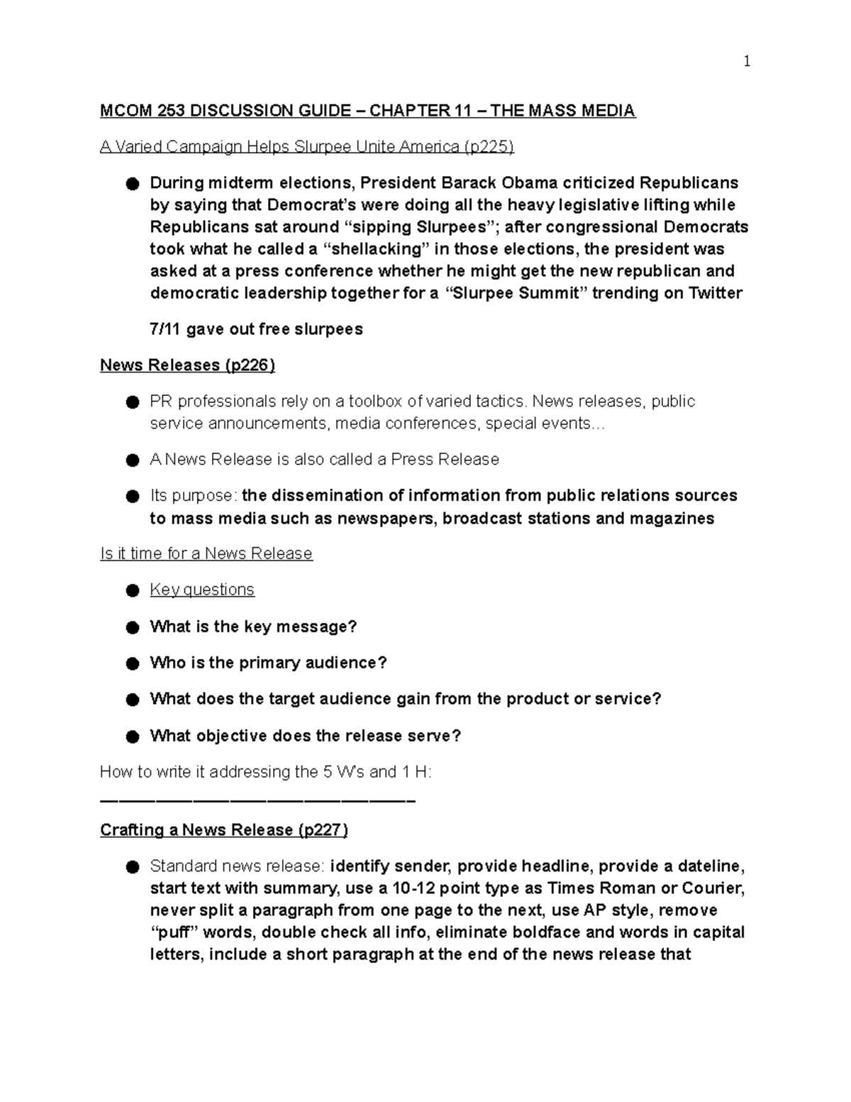 MCOM 253 Disucssion Guide 11 - MCOM 253 DISCUSSION GUIDE – CHAPTER 11 ...