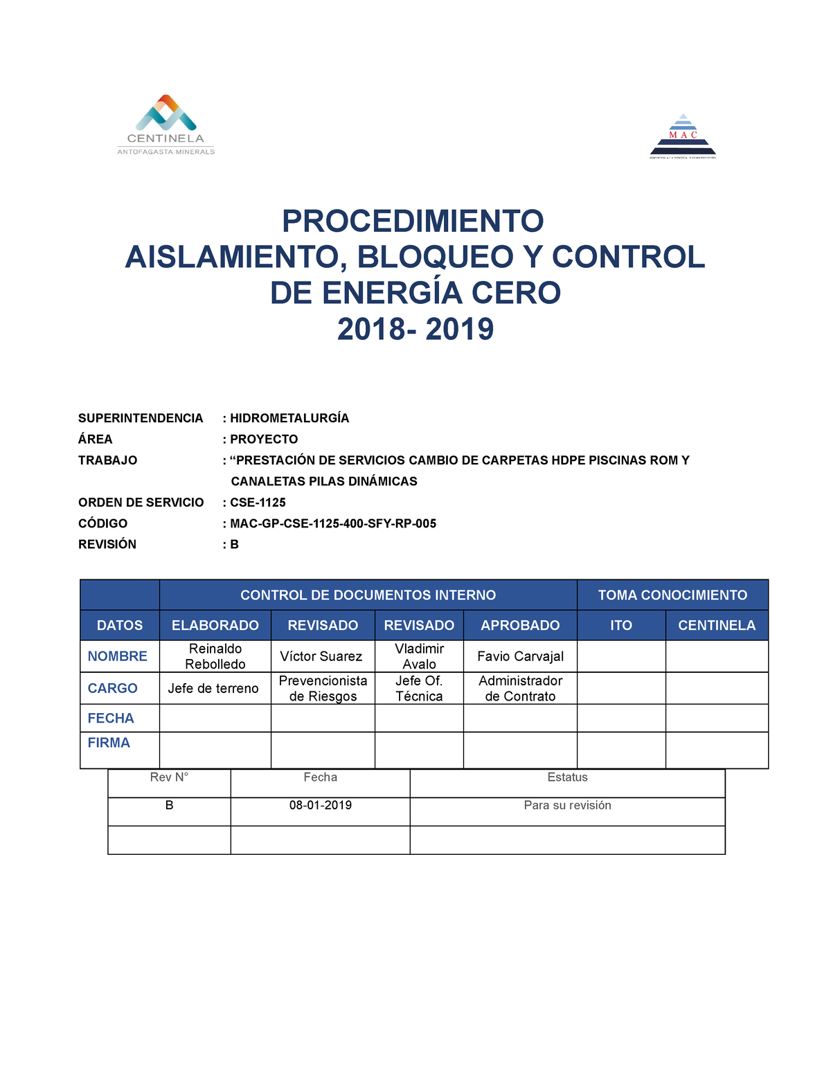 Procedimiento Aislación Y Bloqueo - PROCEDIMIENTO AISLAMIENTO, BLOQUEO ...