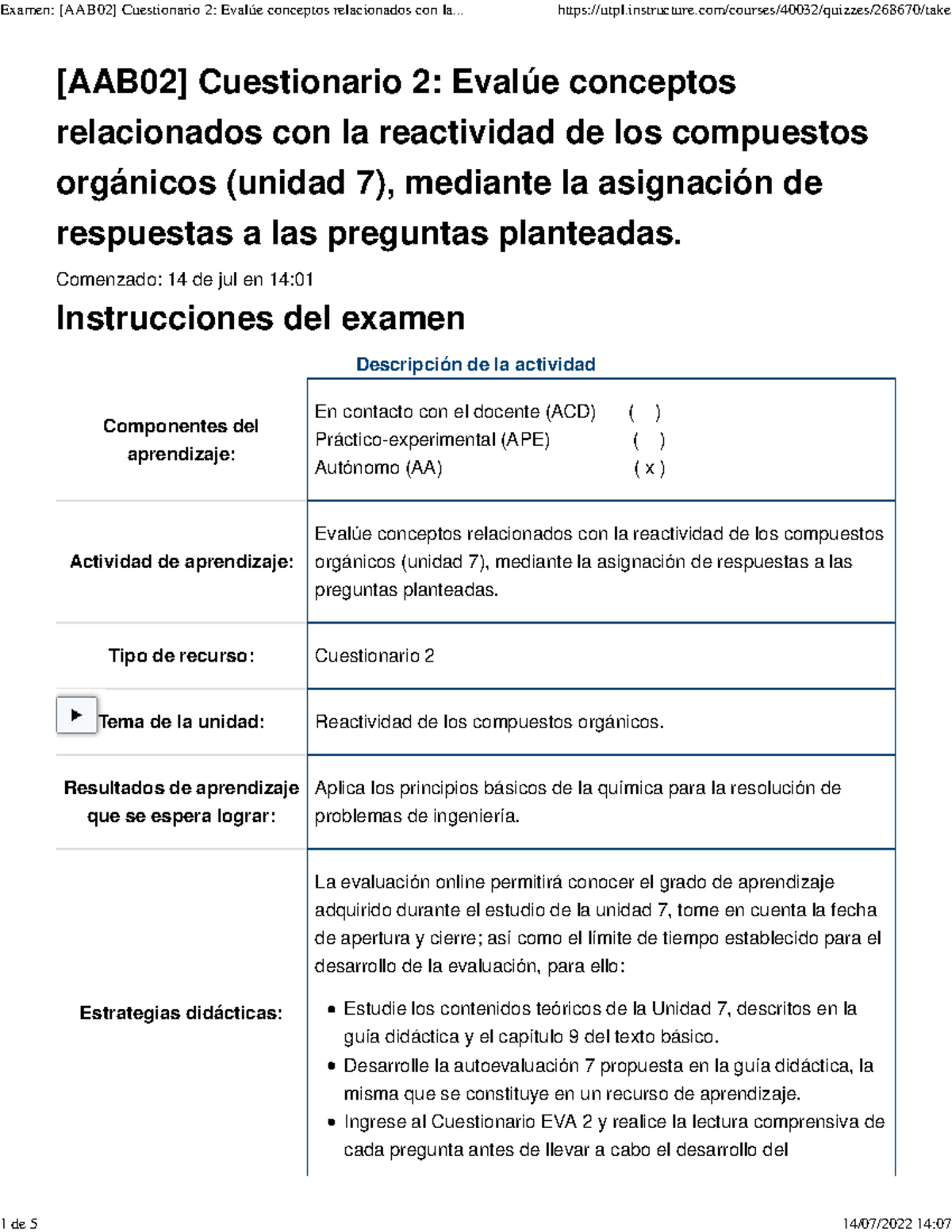 Cuestionario 2 - 2B - Documentos - [AAB02] Cuestionario 2: Evalúe ...