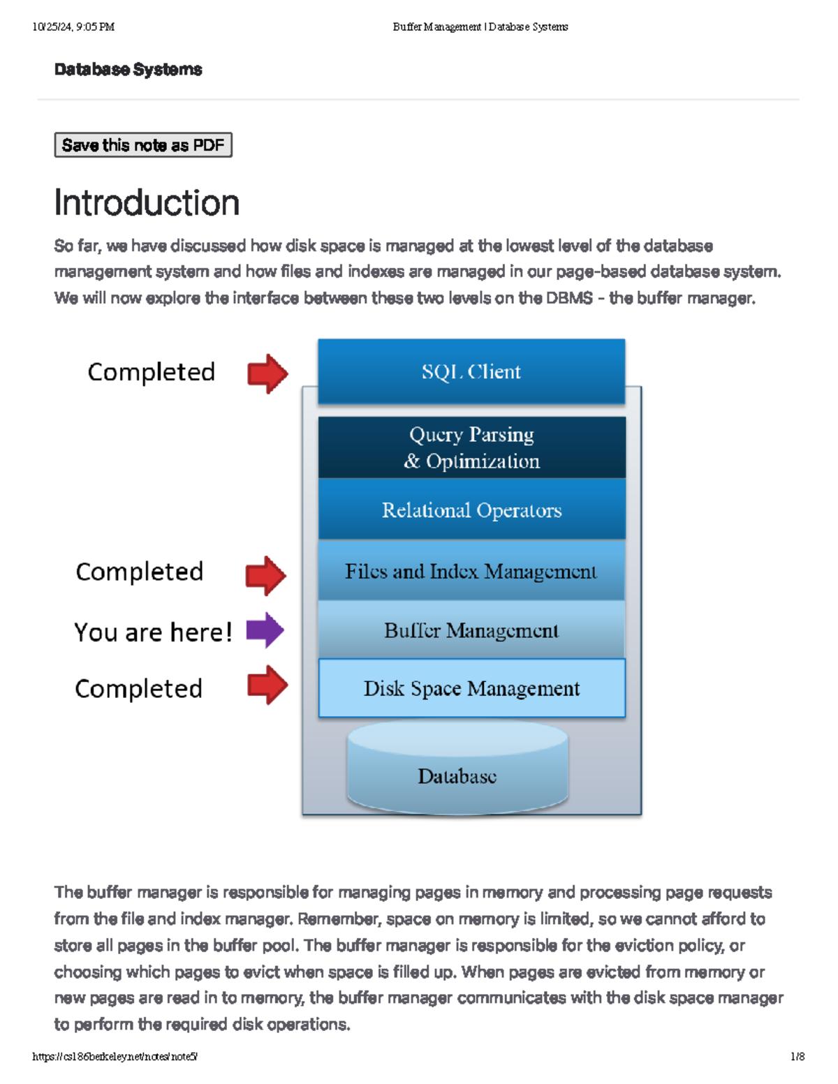 Buffer Management Database Systems - Database Systems Save this note as ...