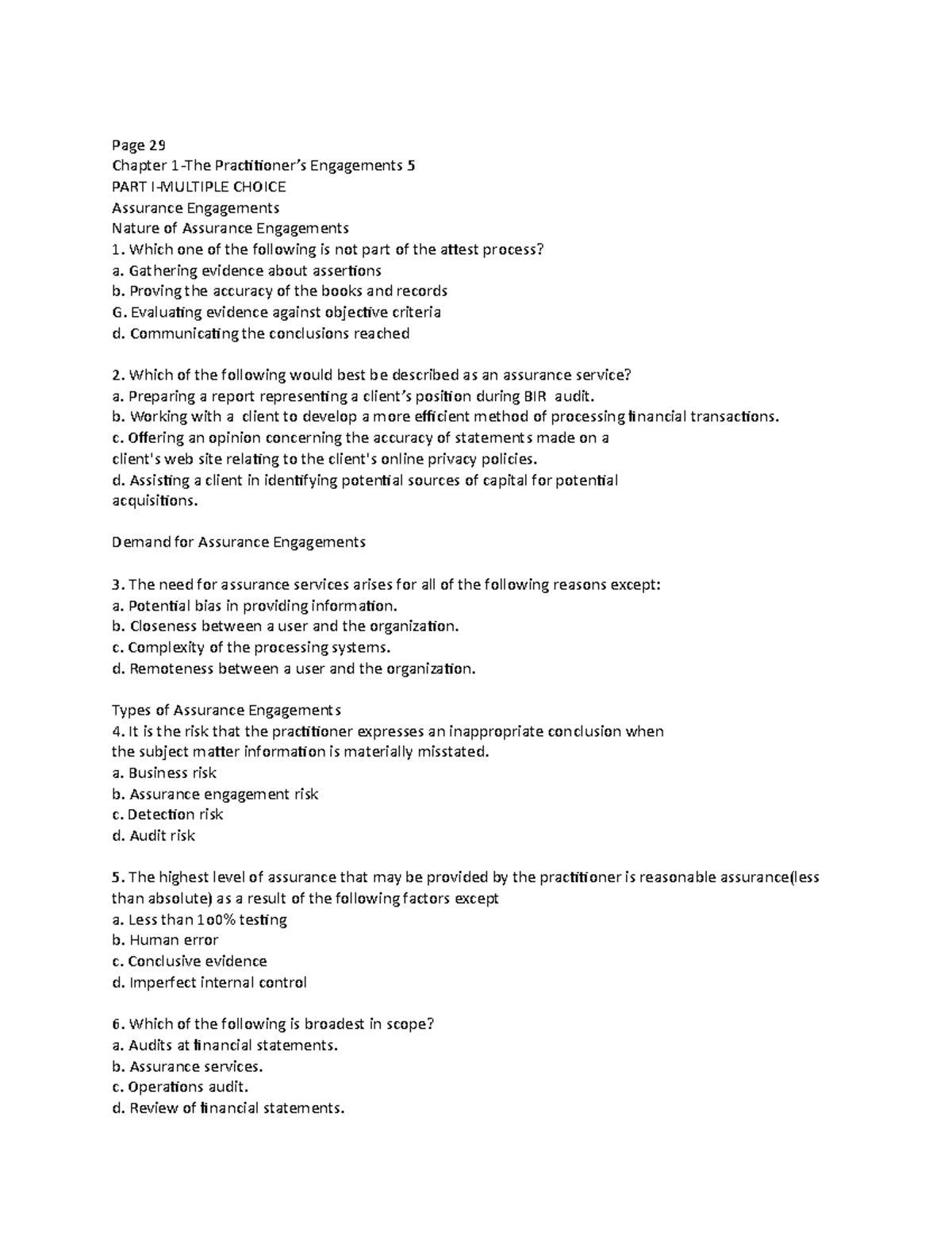 Document (auditing) - Page 29 Chapter 1-The Practitioner’s Engagements ...