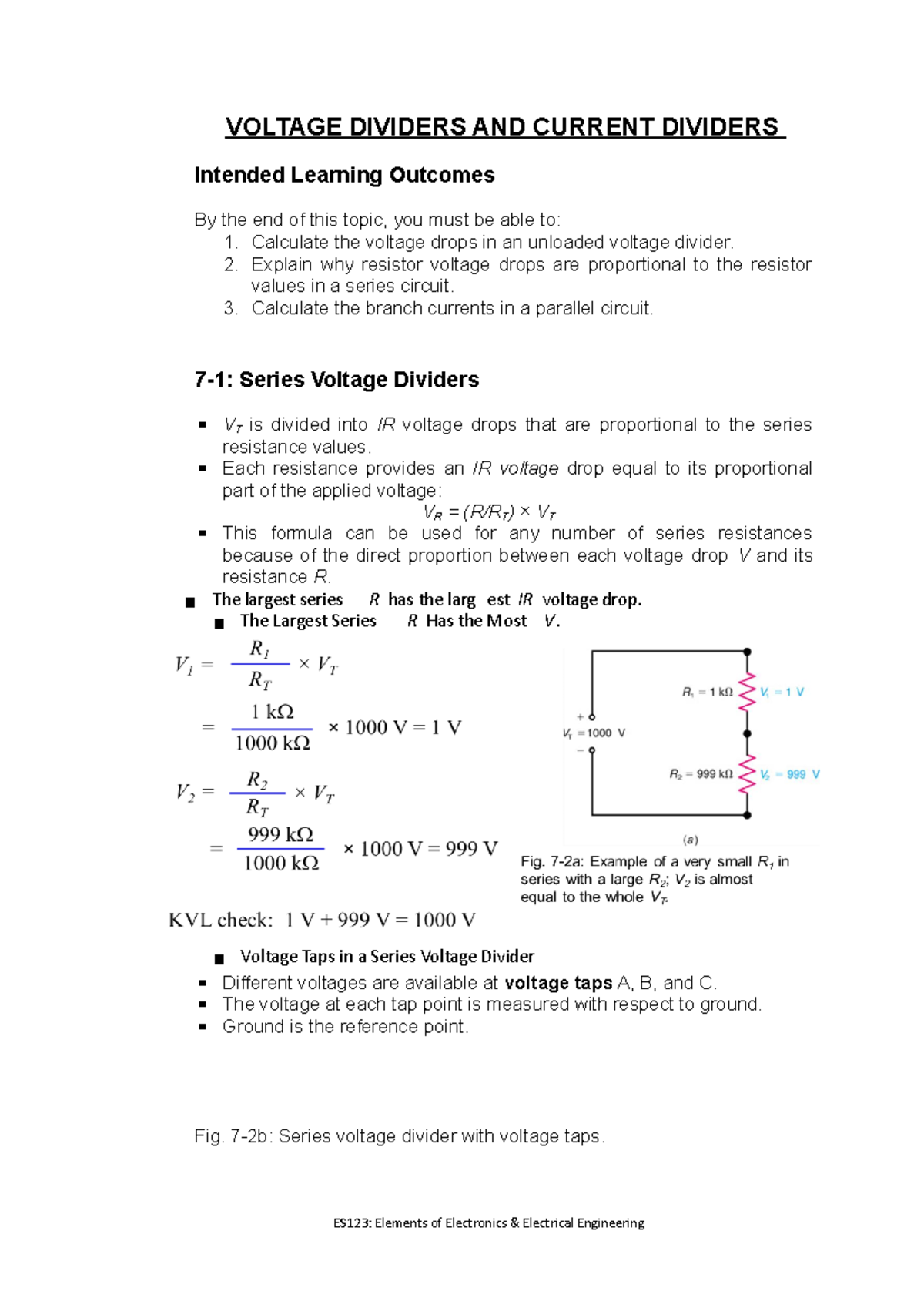 Voltage Dividers And Current Dividers Voltage Dividers And Current Dividers Intended Learning