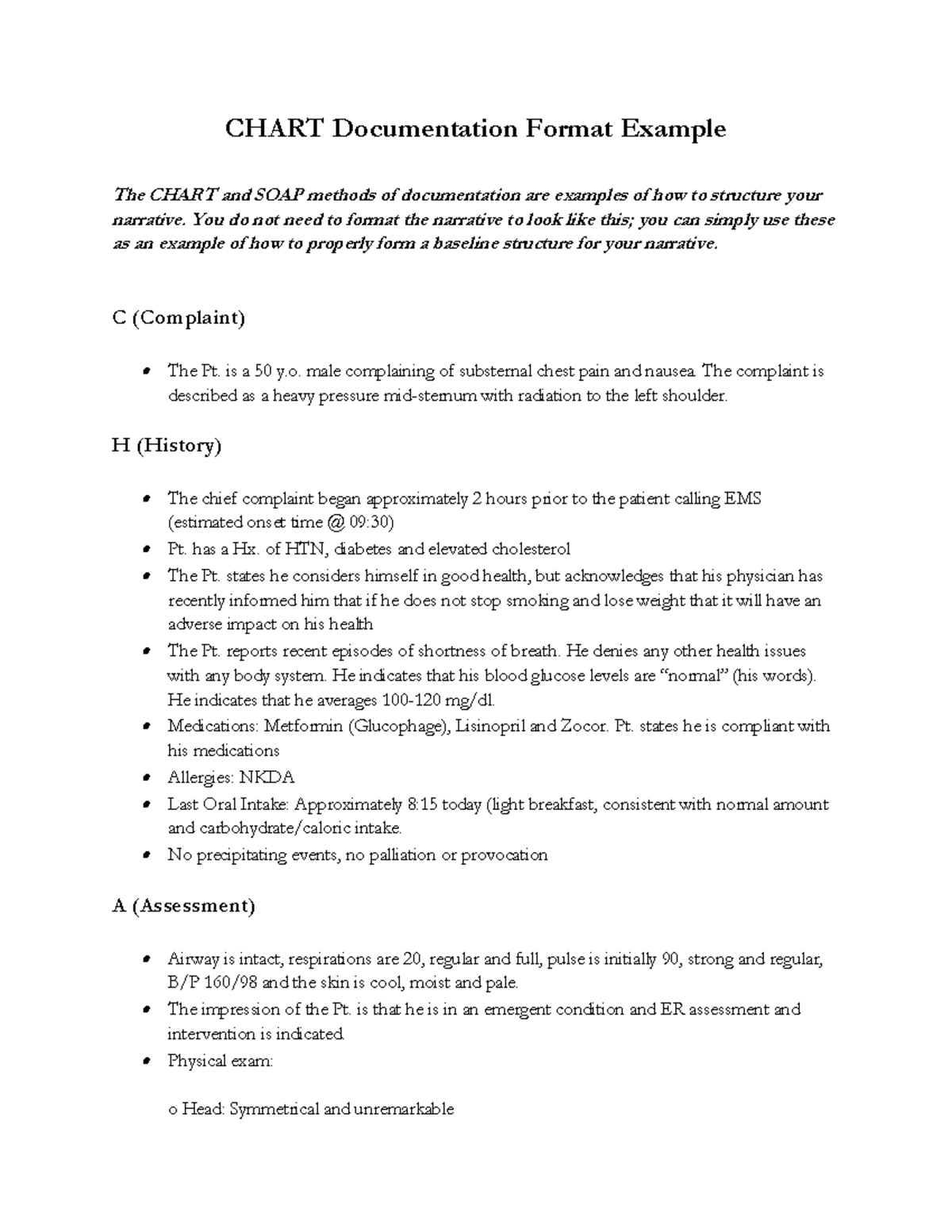 Chart-and-SOAP - CHART Documentation Format Example The CHART and SOAP ...