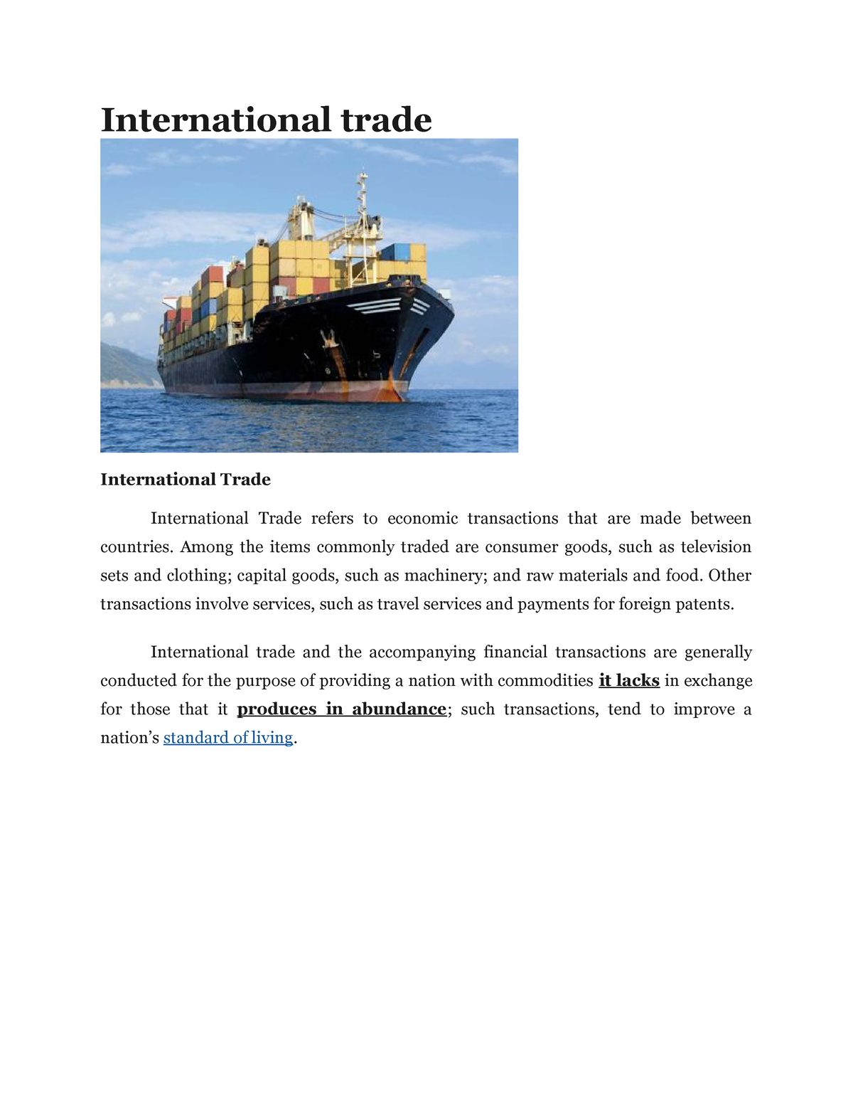 thesis on international trade