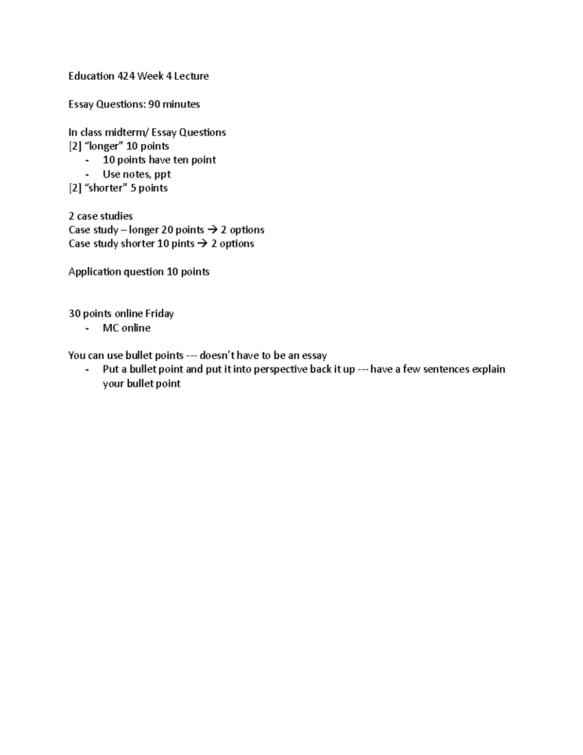 Education 424 Week 4 Lecture - Education 424 Week 4 Lecture Essay ...