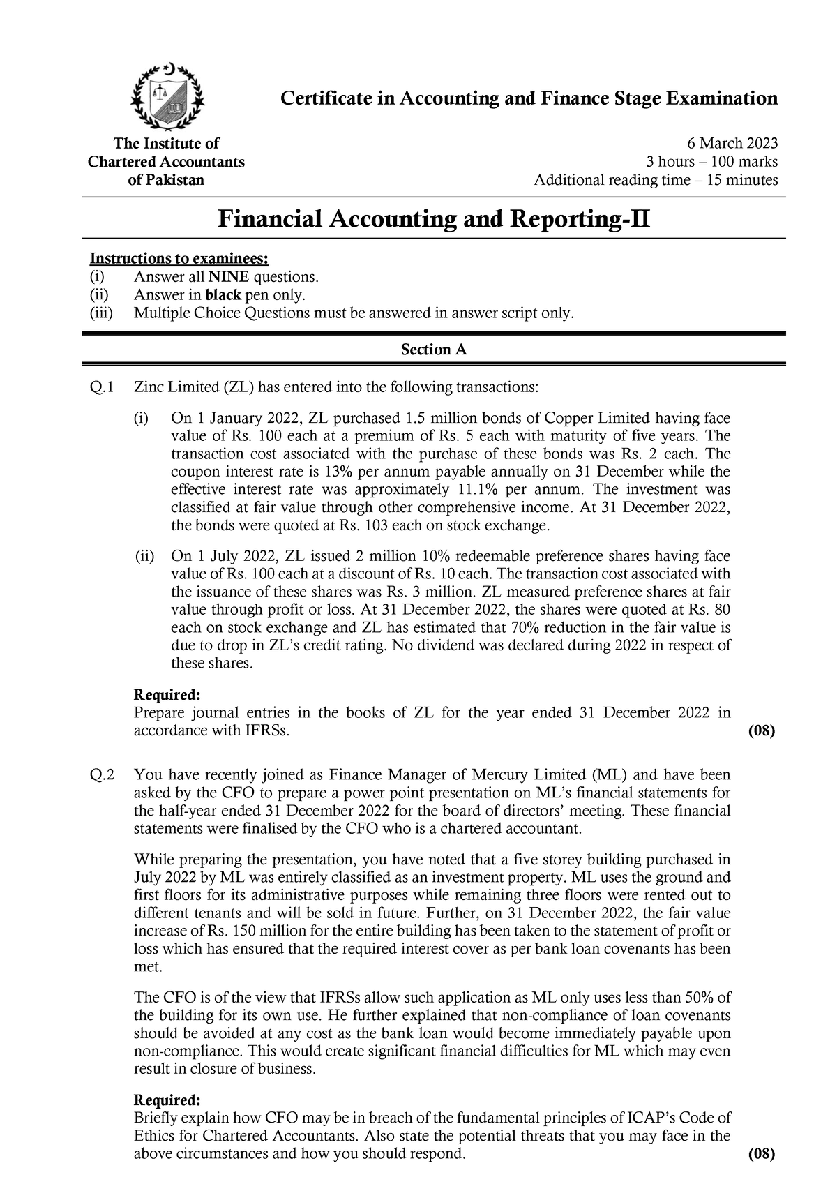 Past Paper Spring 23 FAR 2 Certificate In Accounting And Finance   Thumb 1200 1697 