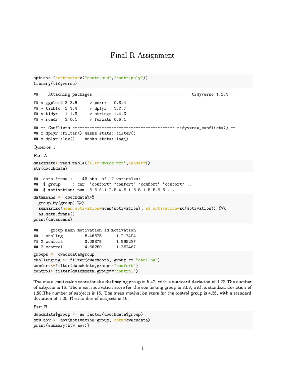 r assignment