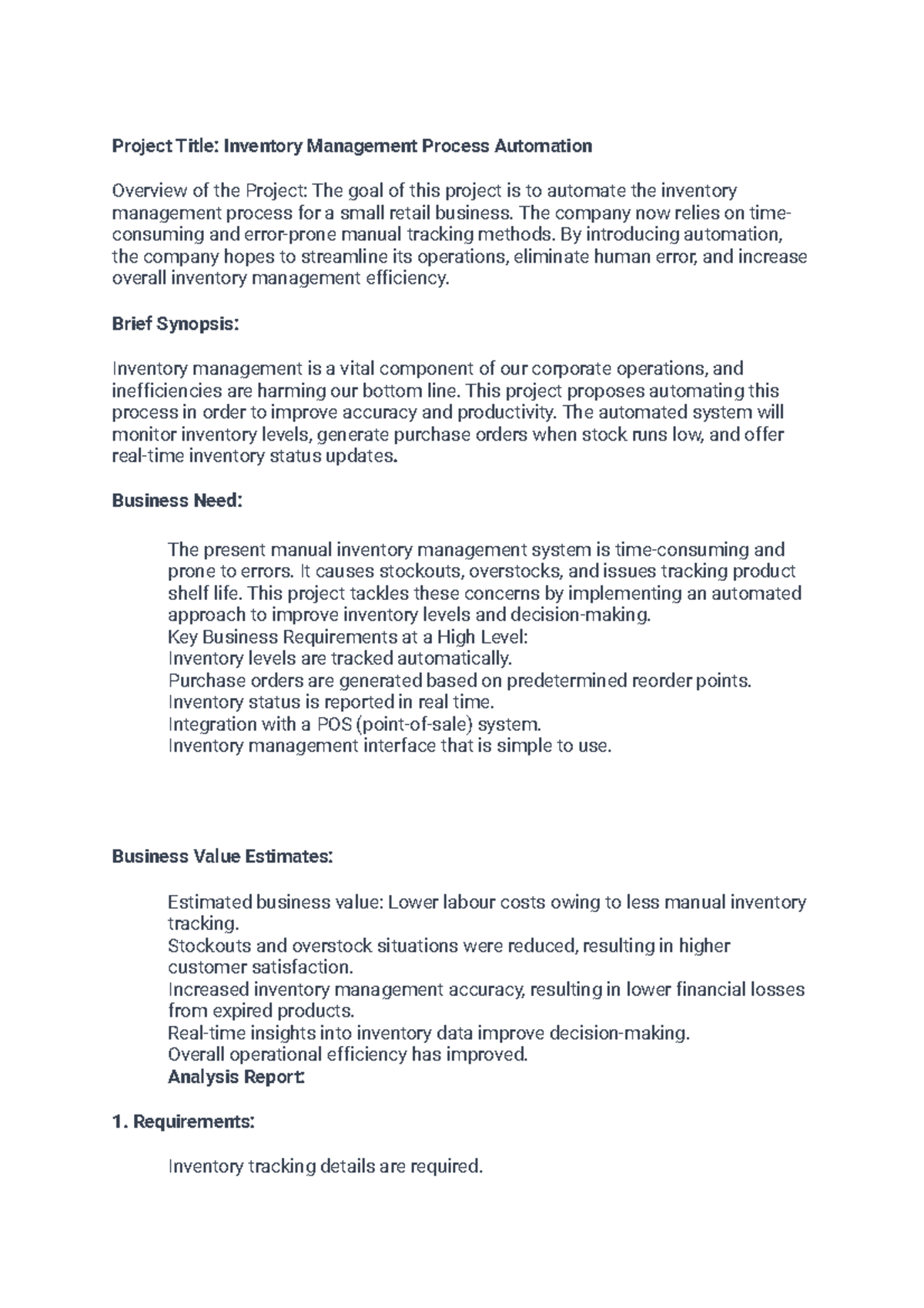 Inventory Management Process Automation - Project Title: Inventory ...