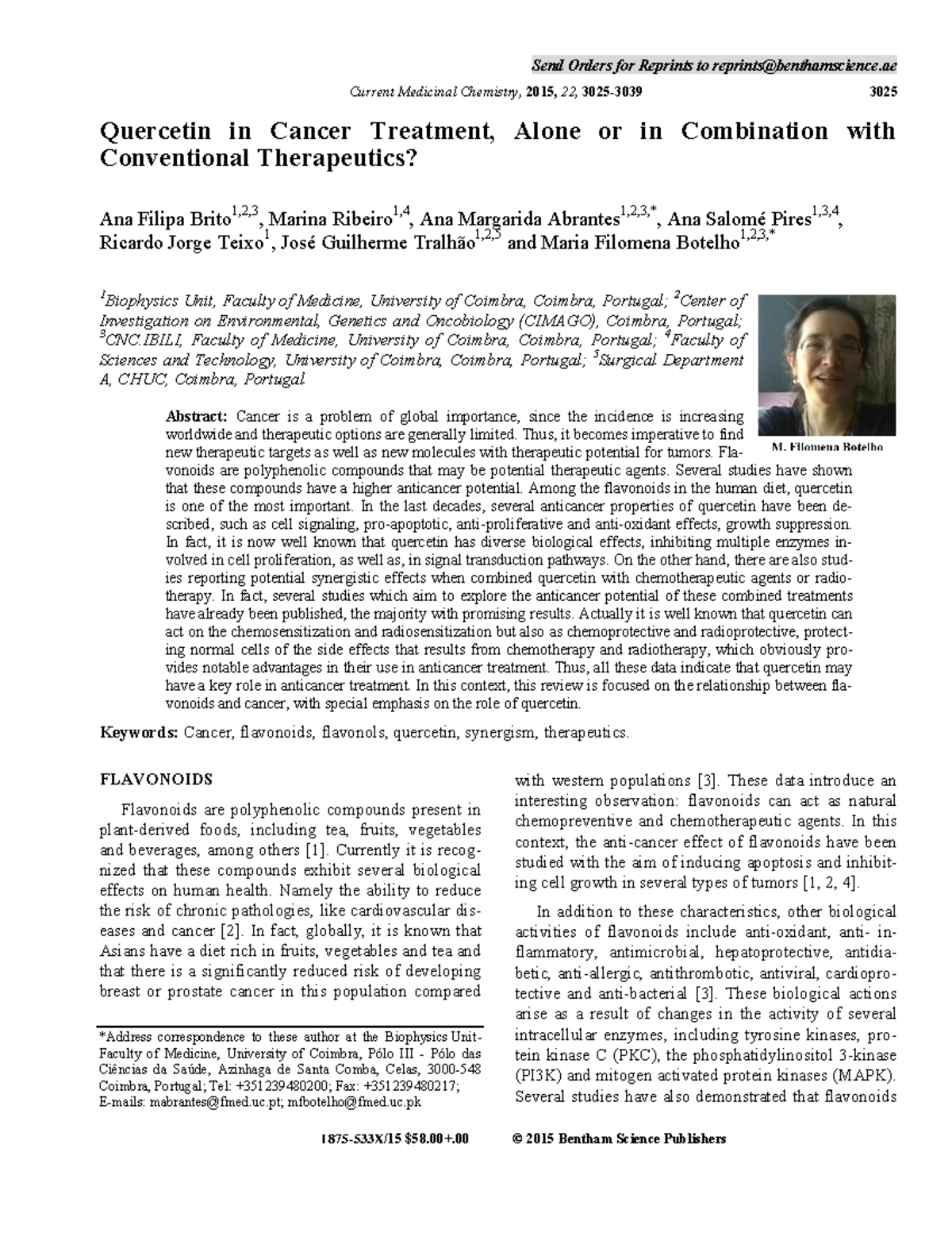 Quercetin in Cancer Treatment, Alone or in Combination with ...
