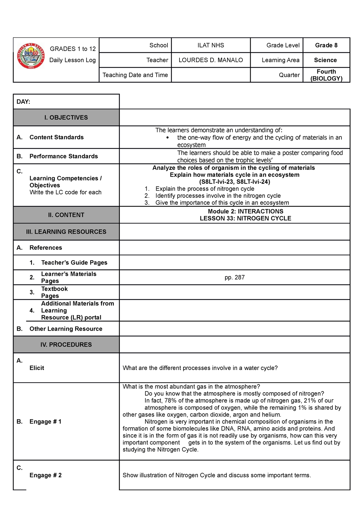 Lesson-33 - GRADE8 - Physical Education - BatStateU - Studocu