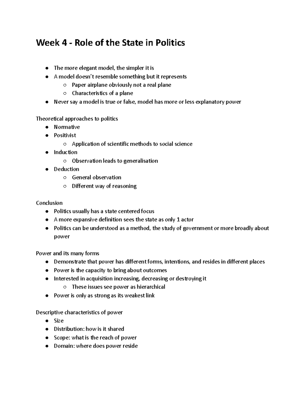 Copy Of POLS 110 Week 4 Notes - Week 4 - Role Of The State In Politics ...