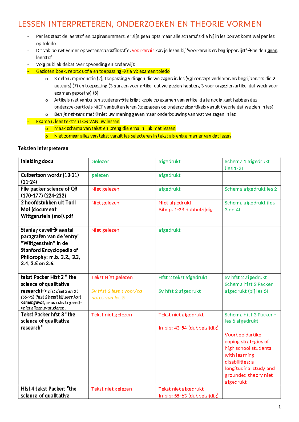 Lessen interpreteren (les1-6) - LESSEN INTERPRETEREN, ONDERZOEKEN EN ...