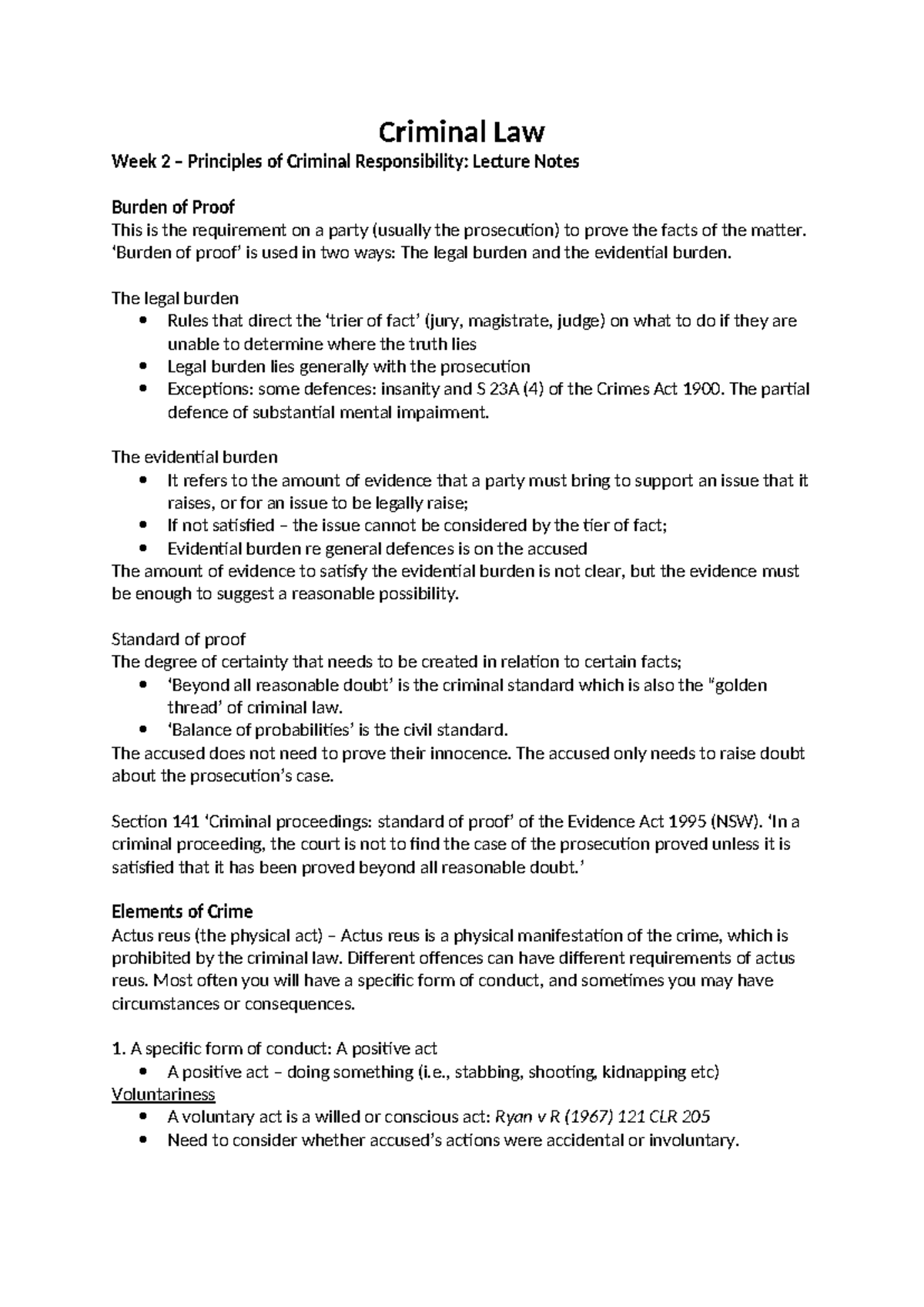 Criminal Law - Criminal Law Week 2 – Principles of Criminal ...