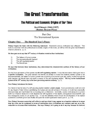 Notes on Polanyi Great Transformation - The Frogs
