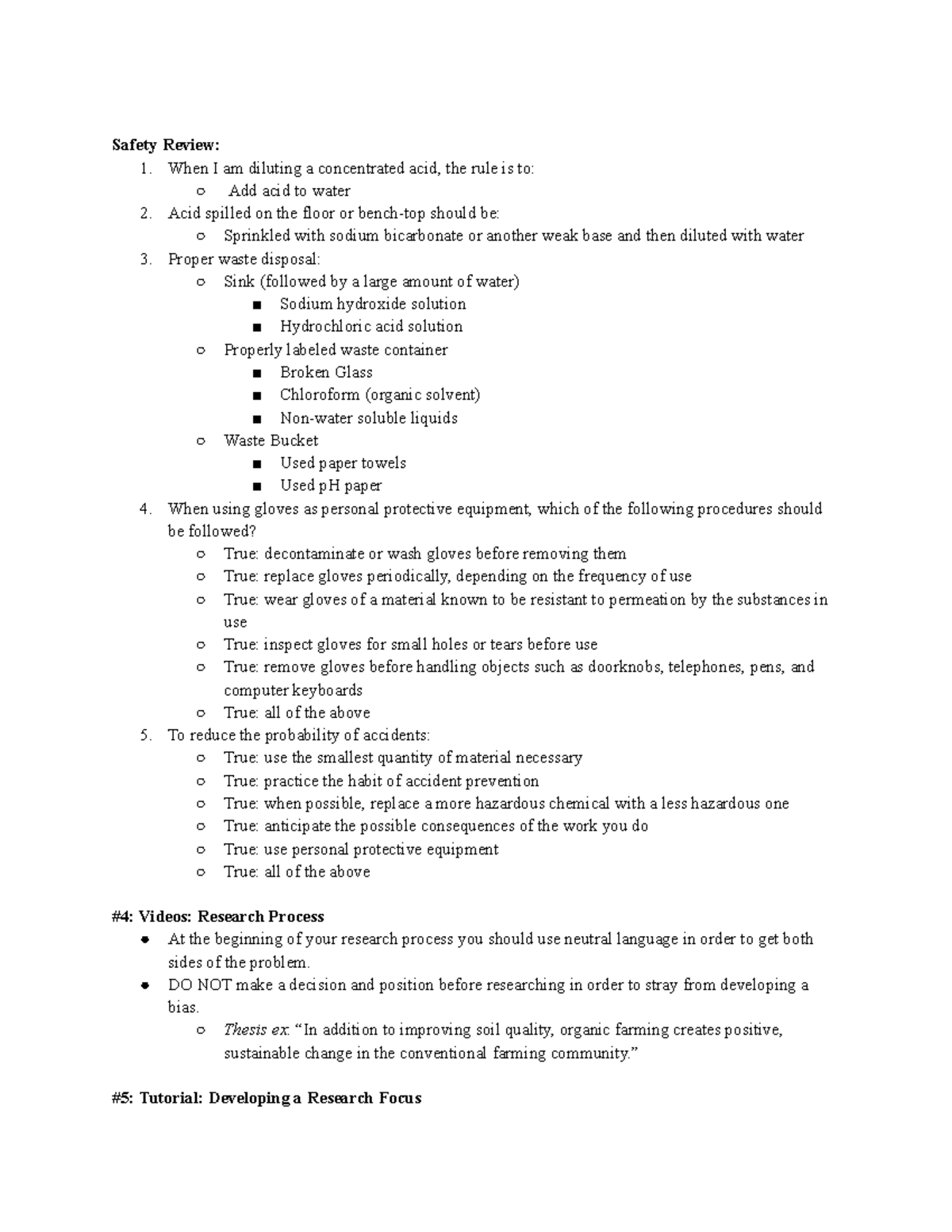 Chem 106 safety review Safety Review 1. When I am diluting a