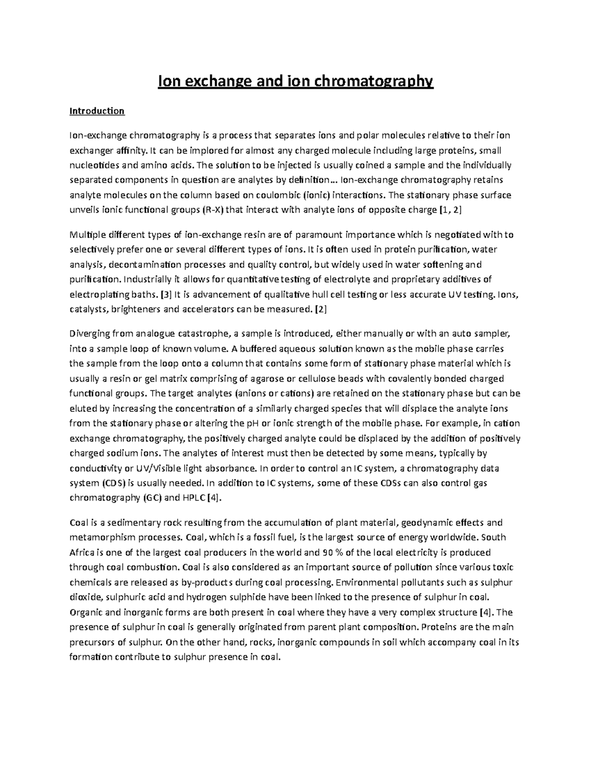 ion exchange chromatography Ion exchange and ion chromatography
