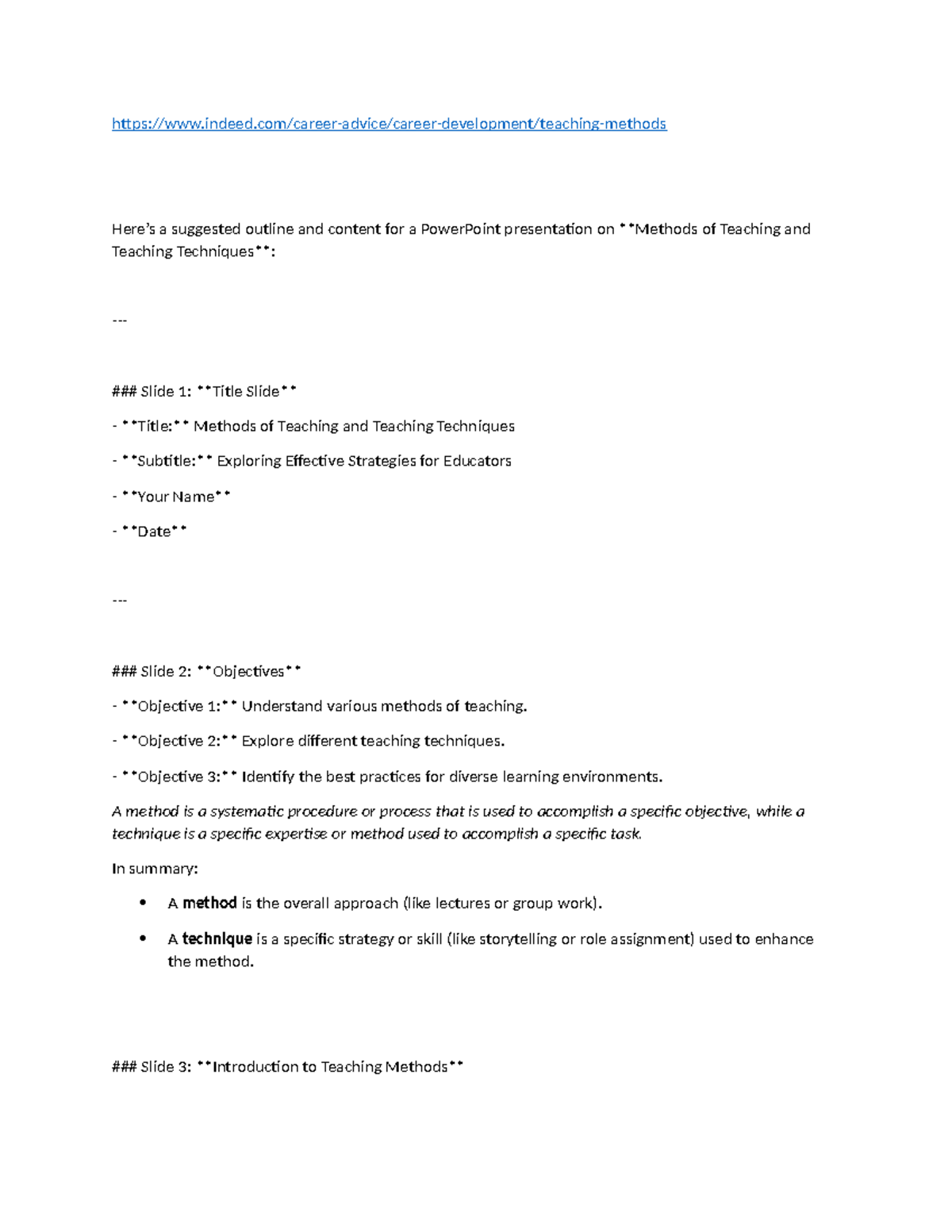 For report - Teaching Strat - indeed/career-advice/career-development ...