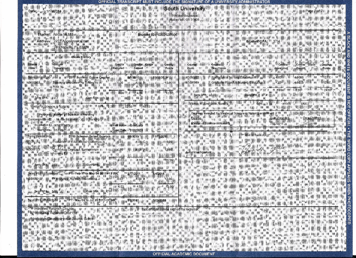 South Official - this assignment is … - OFFICIAL TRANSCRIPT MUST ...