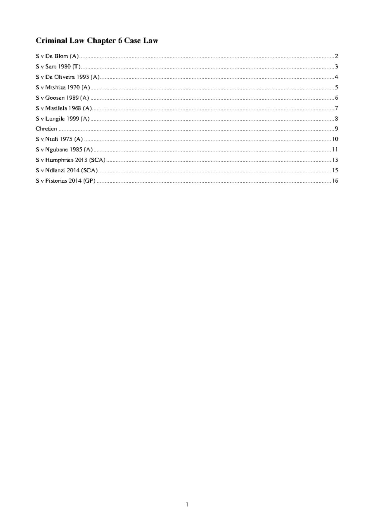 Crim Cases Chap 6 - This Is A Case Law Summary - Criminal Law Chapter 6 ...