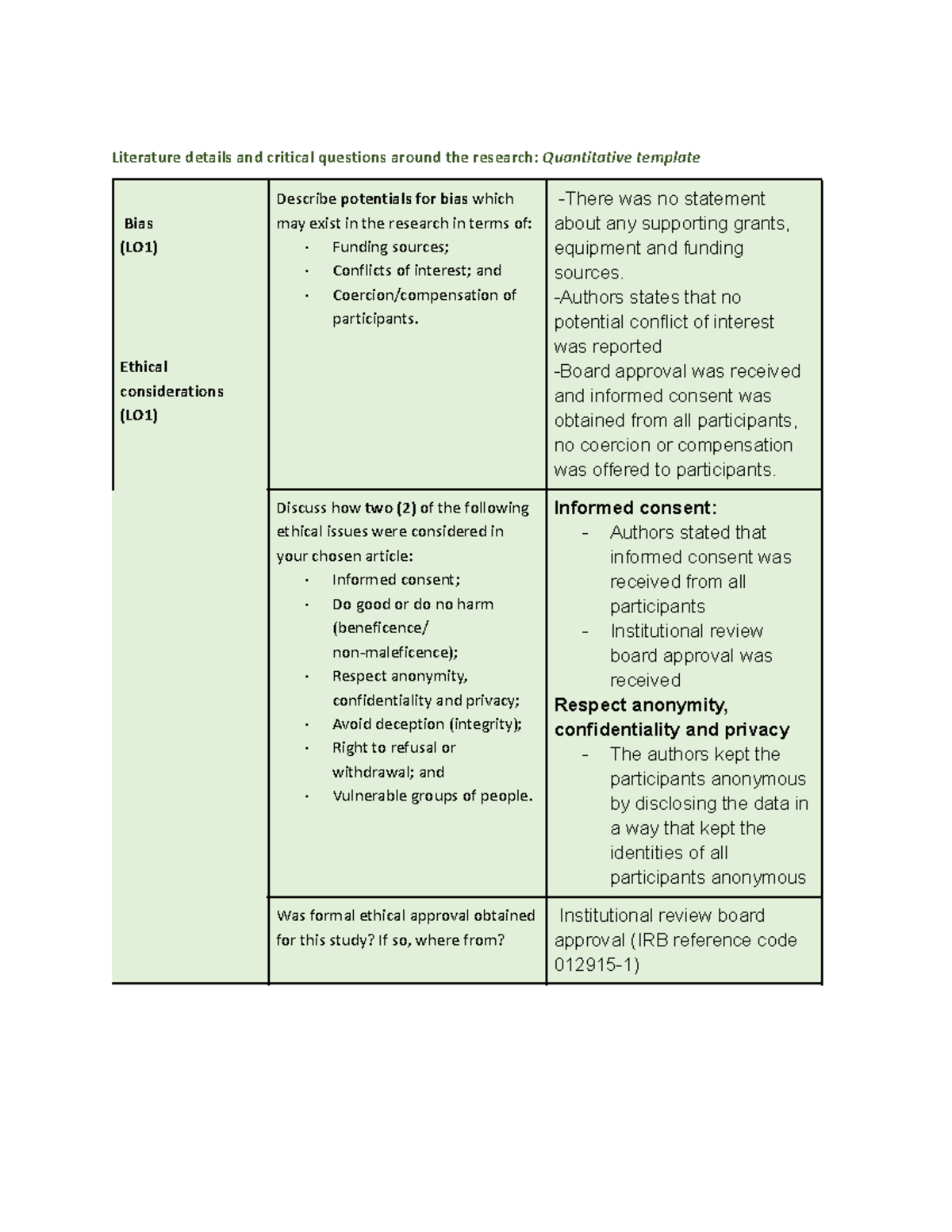 Assessment 2-methods - Literature details and critical questions around ...
