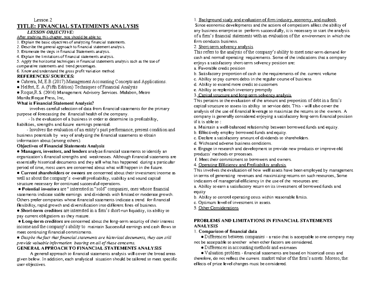 Stratbus Lesson 2-3 - dtdyk - Lesson 2 TITLE: FINANCIAL STATEMENTS ...