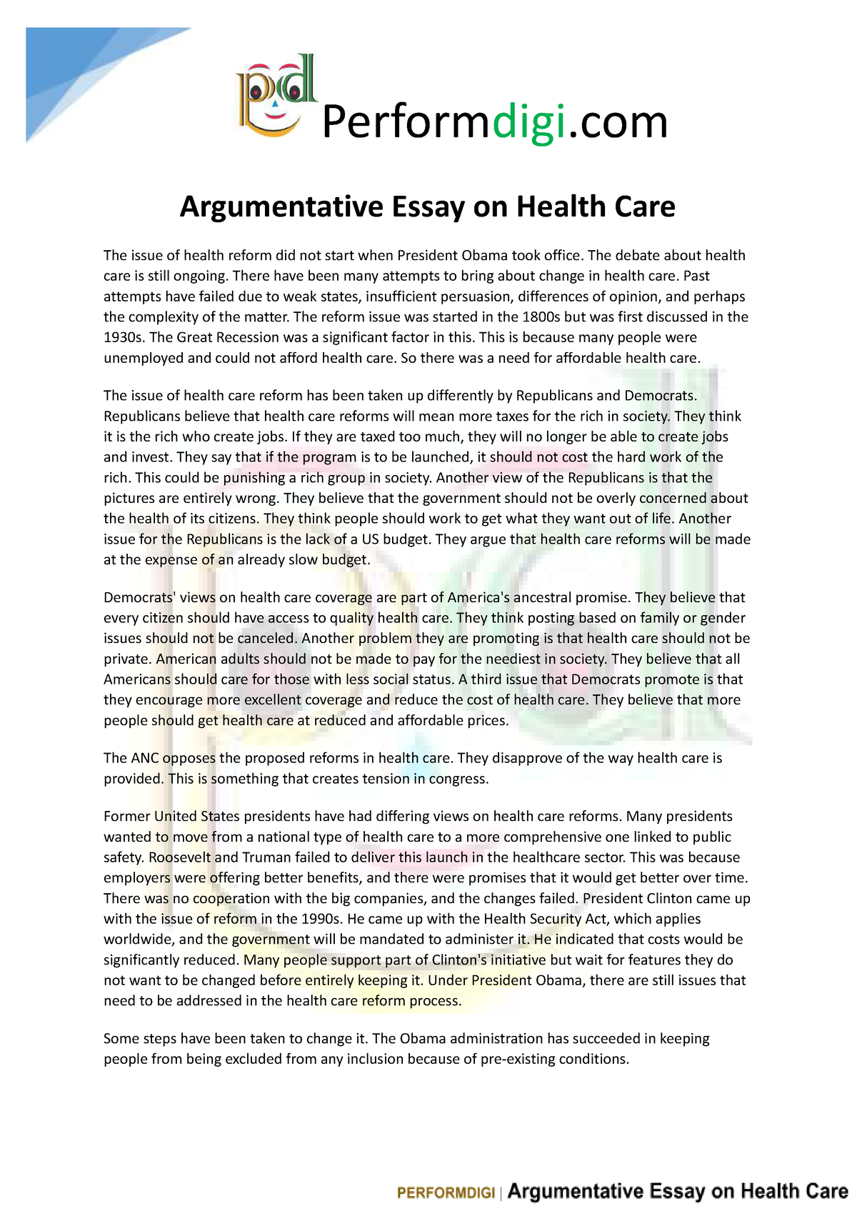 argumentative essay healthcare