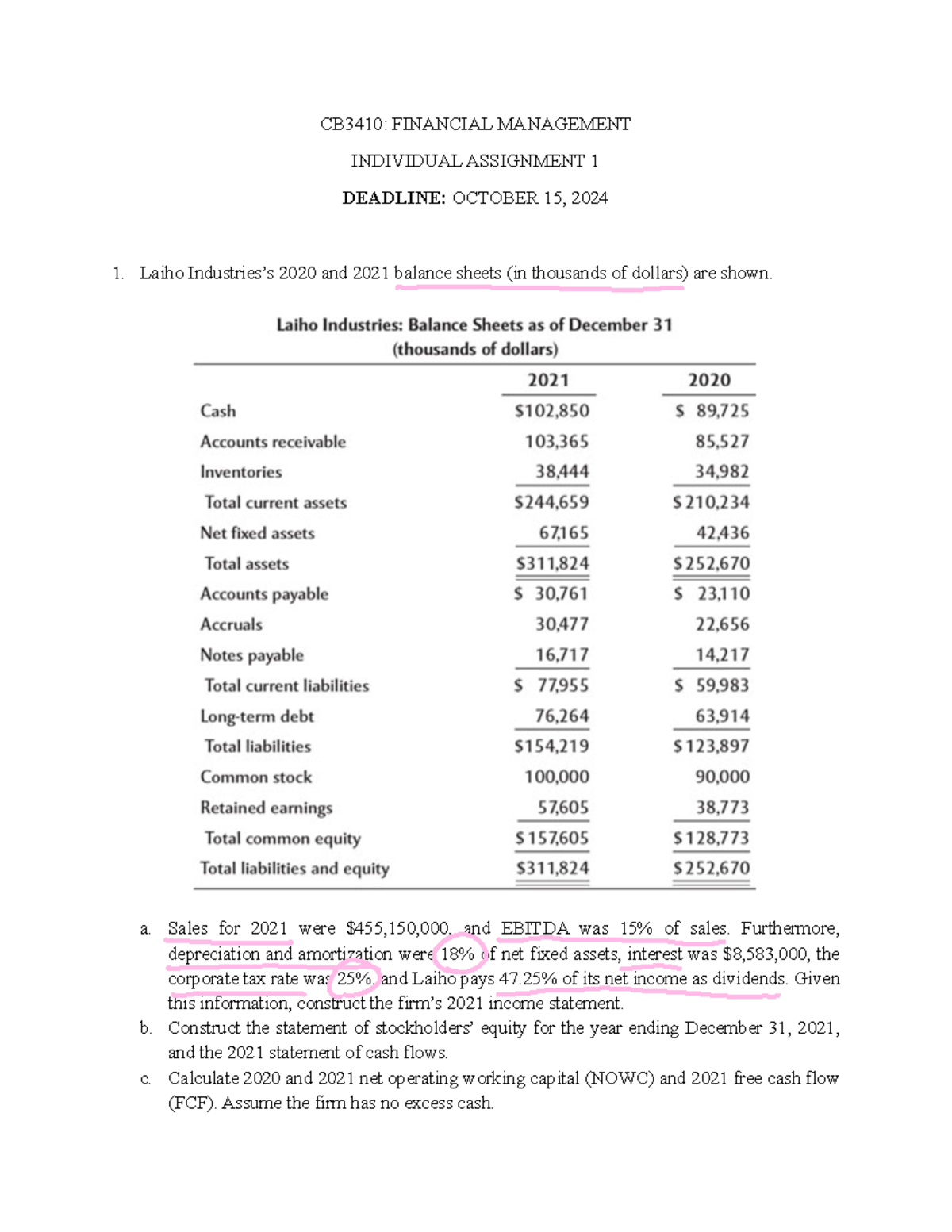 CB3410+Individual+Assignment+1 - CB3410: FINANCIAL MANAGEMENT ...