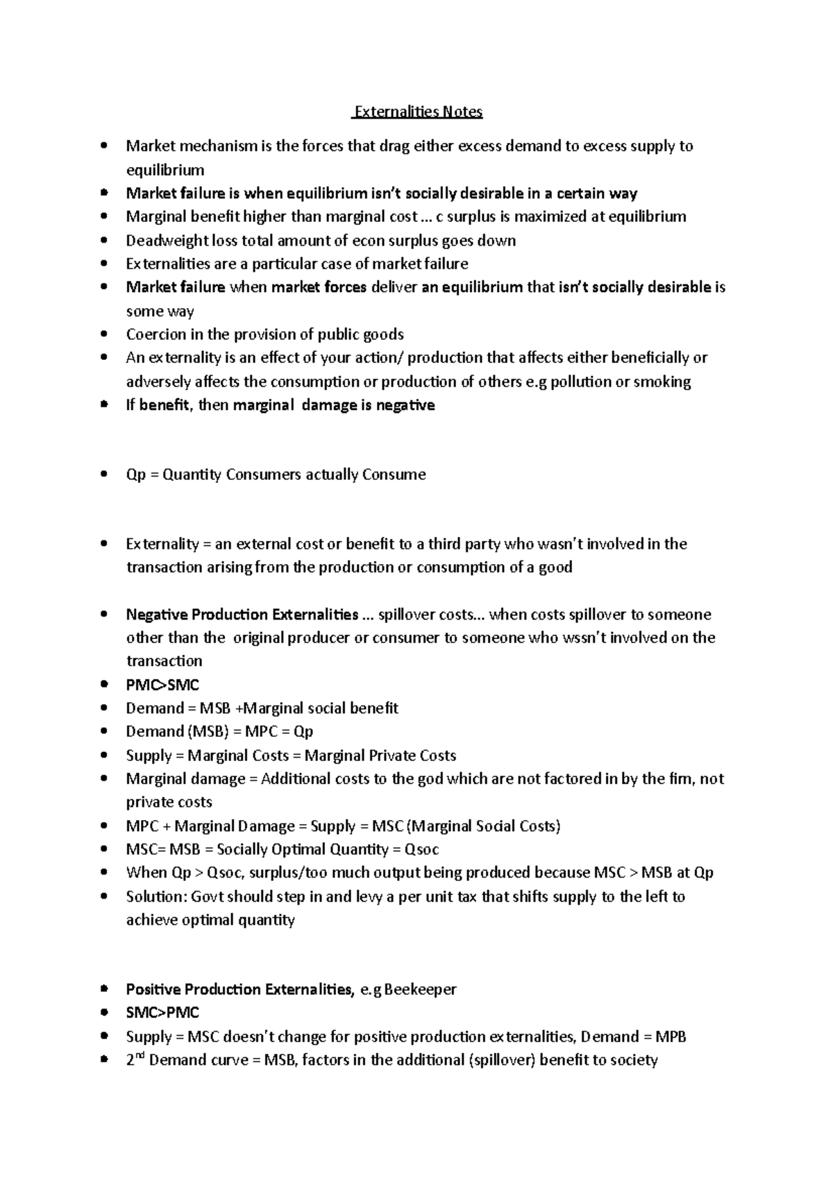 Externalities - Notes from Vincent Hogan's lecture - Externalities ...