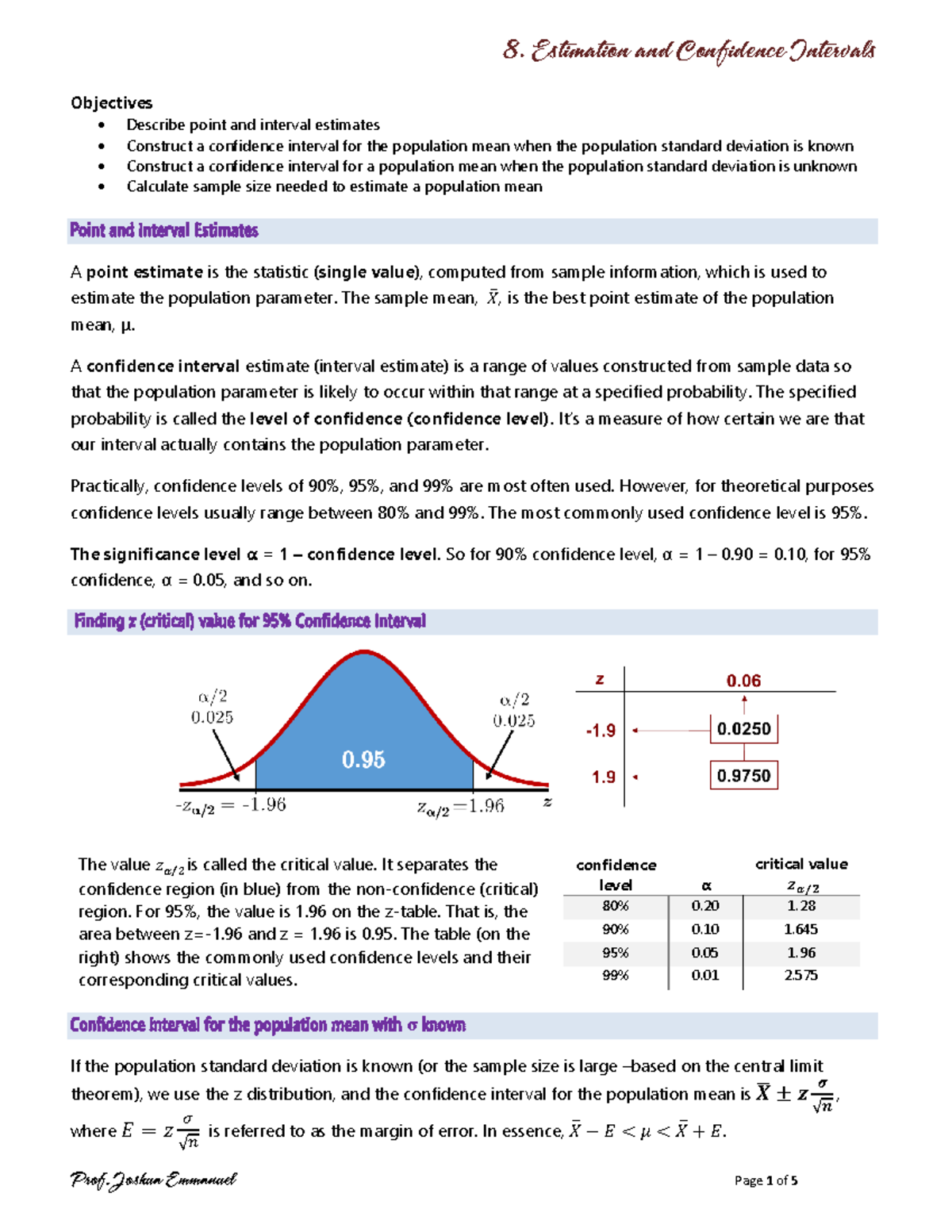 Lesson 9 - perfect information - Objectives Describe point and interval ...