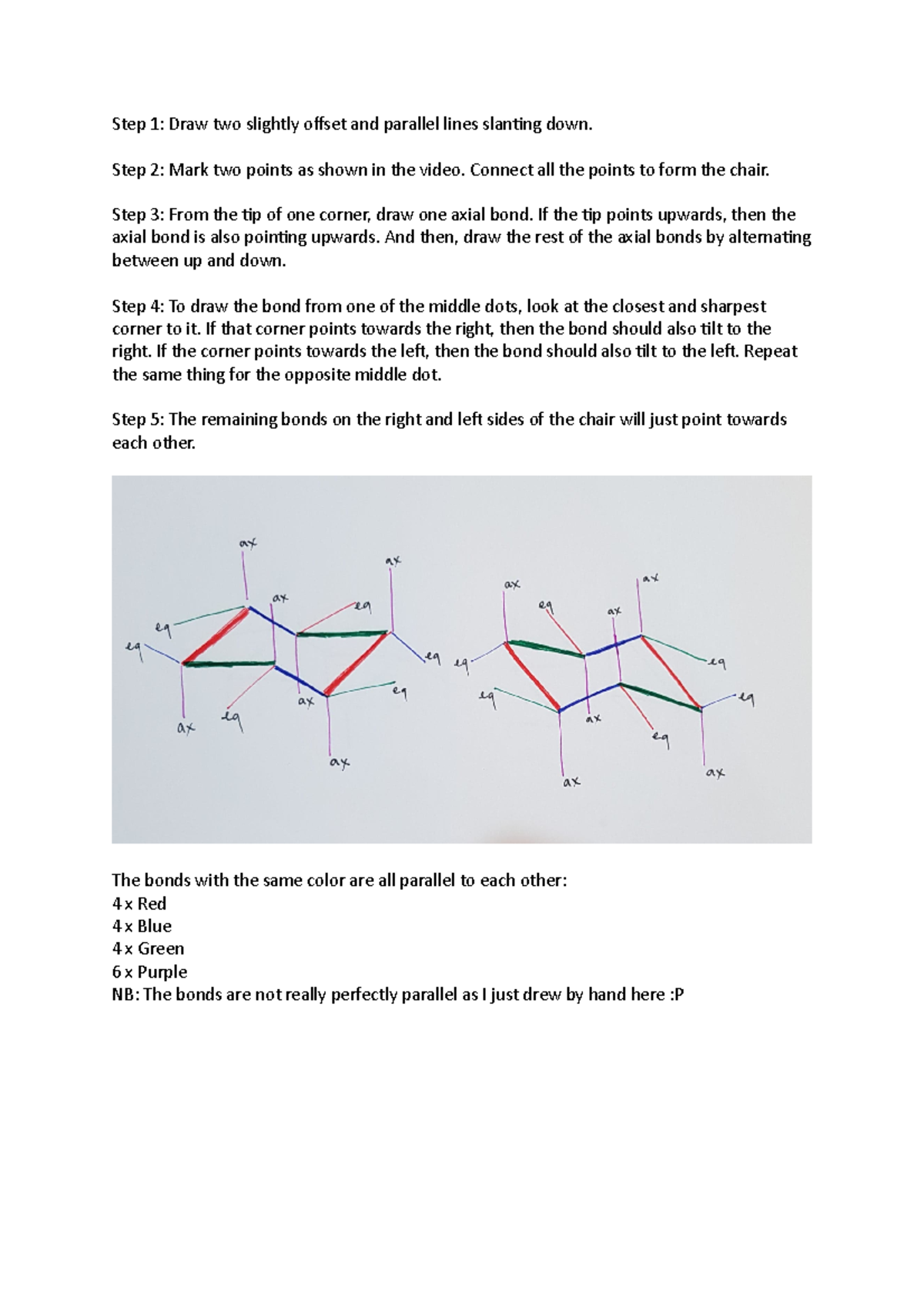 Chair Conformers Drawing Explanation Step 1 Draw Two Slightly Offset 