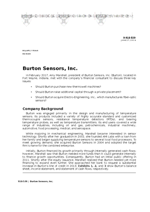 Burton Sensors Inc case 9 918 J U N E 2 7 2 0 1 8 WILLIAM E