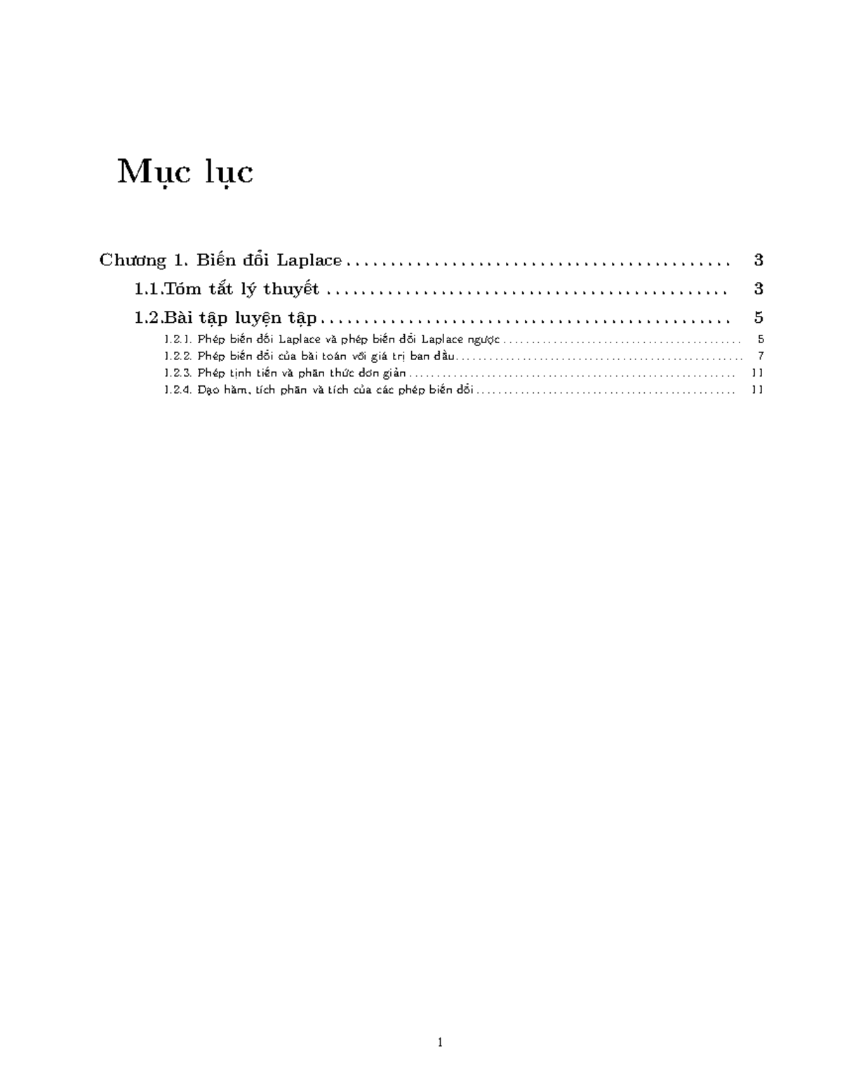 Các bảng công thức laplace thường dùng trong giải tích toán học