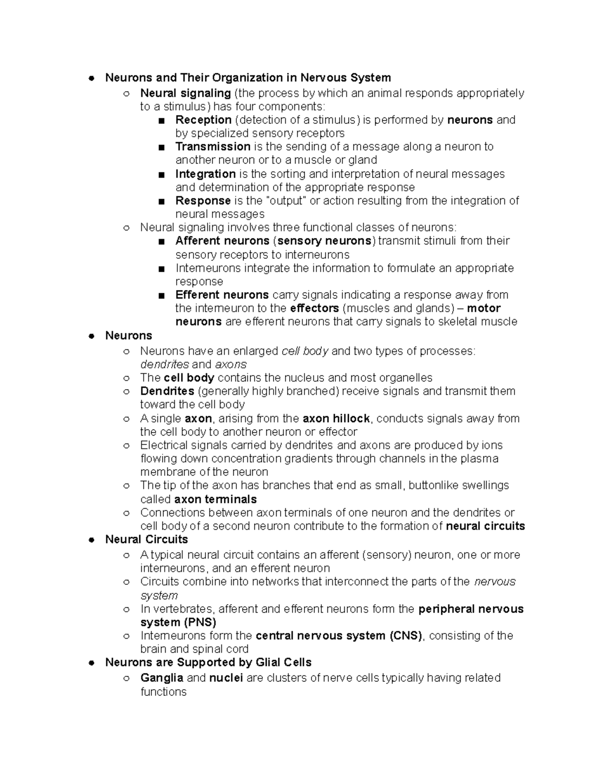 Chapter 16 Nervous System Exam IV - Neurons and Their Organization in ...