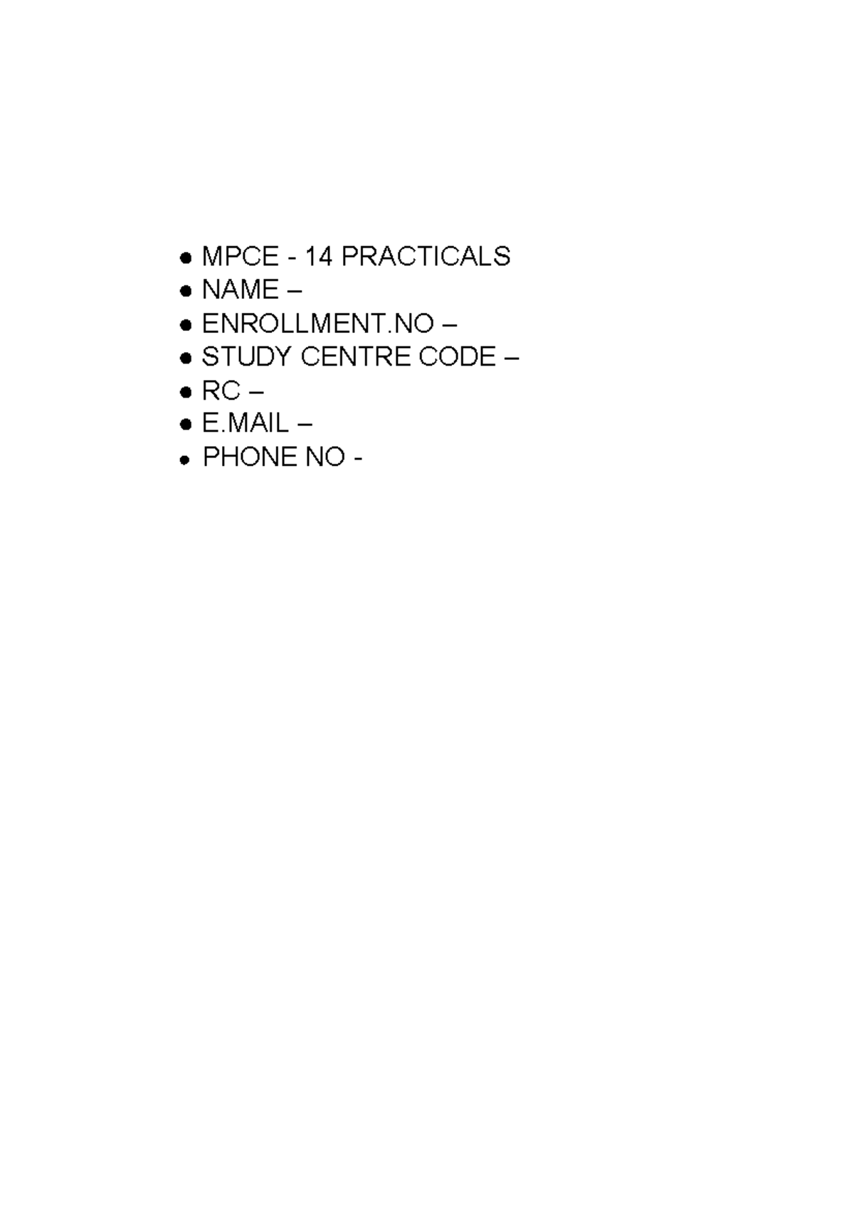 Mpce-14-practical compress - MPCE - 14 PRACTICALS NAME – ENROLLMENT ...