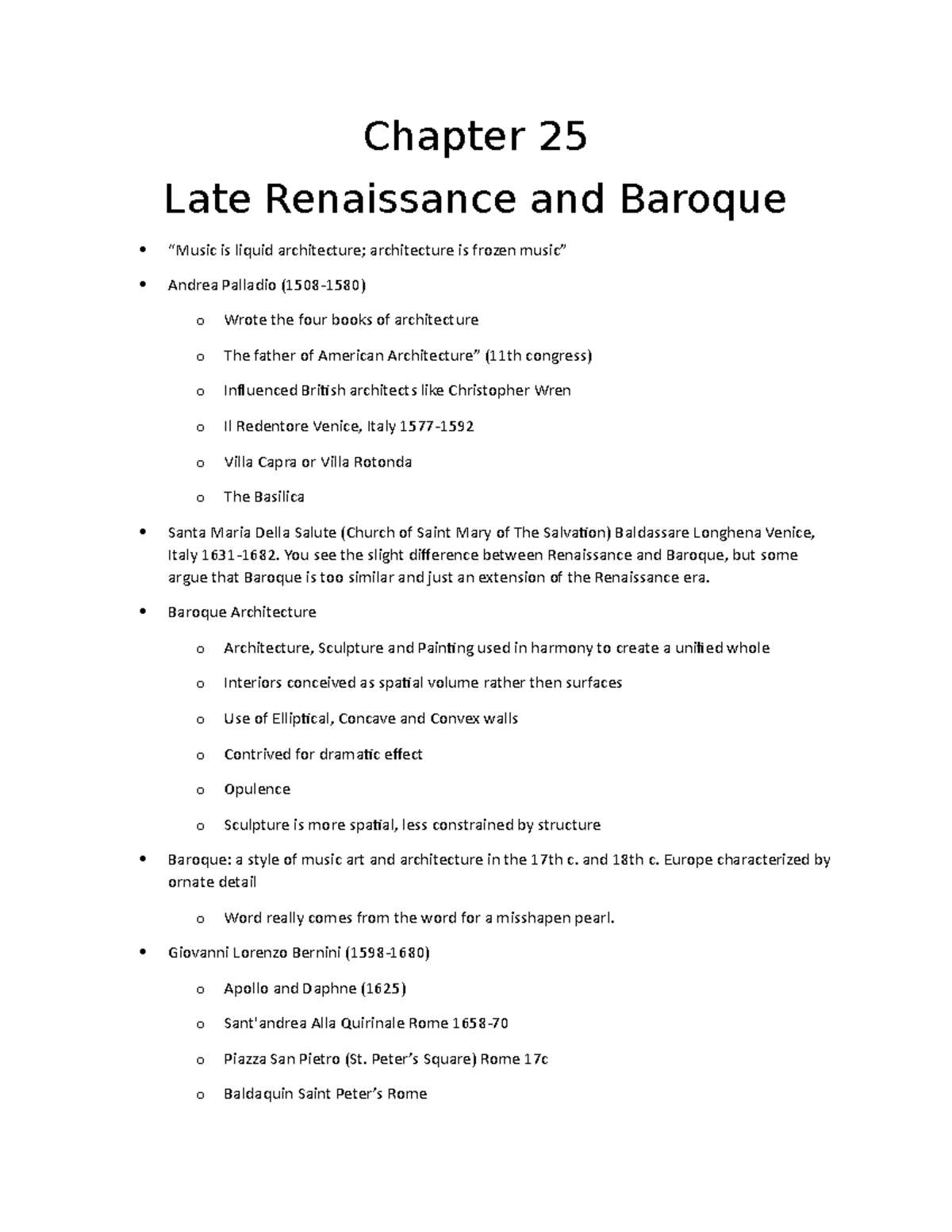 Chapter 25 Late Renaissance and Baroque Culture and Architecture ...