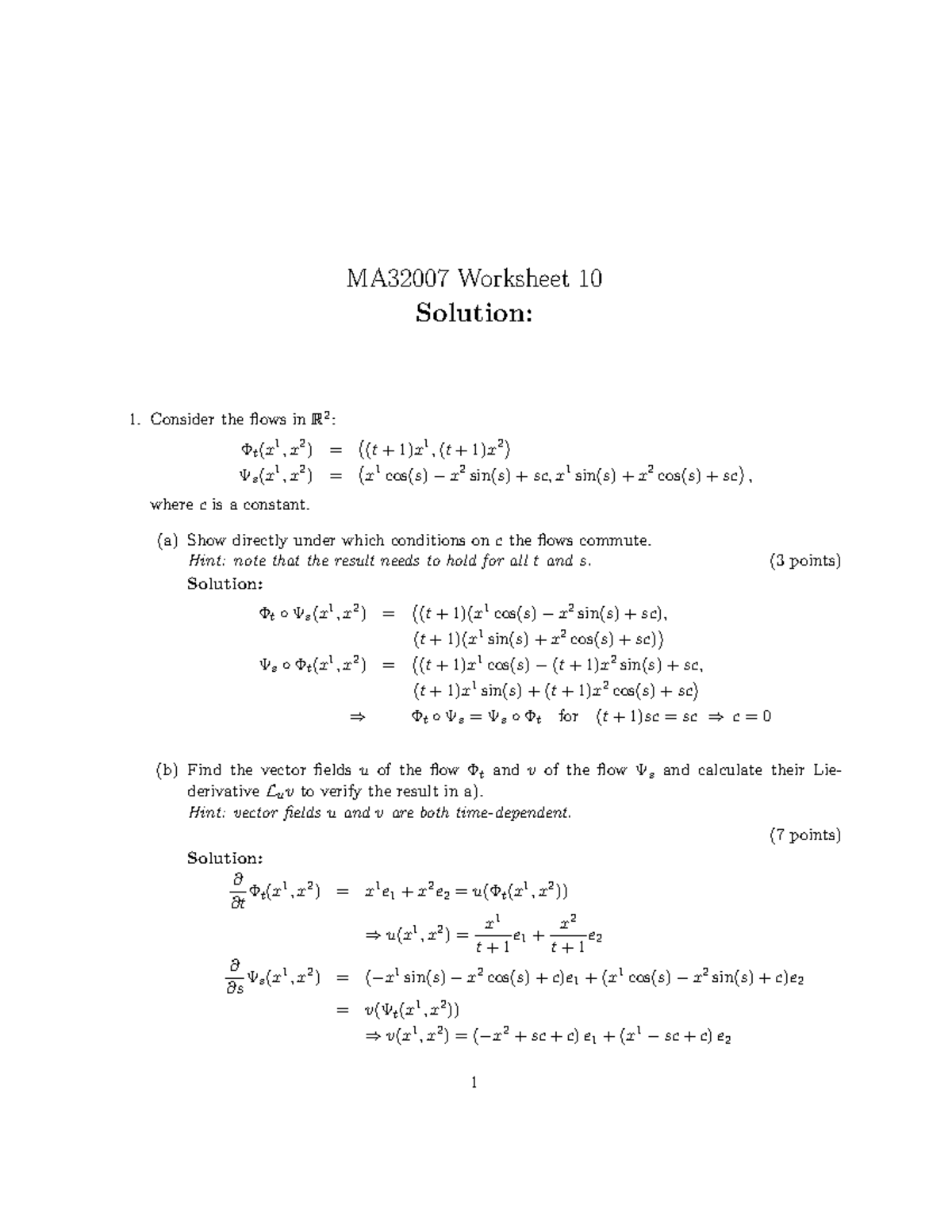 Worksheet 10 MA32007 Worksheet 10 Solution Consider The Flows InR 2 worksheet-10-ma32007-worksheet-10-solution-consider-the-flows-inr-2