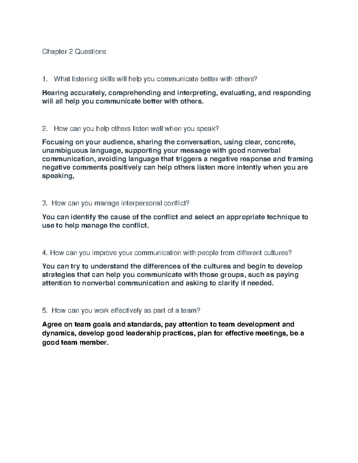 Ch 2 Sample/practice exam, questions and answers - Chapter 2 Questions ...