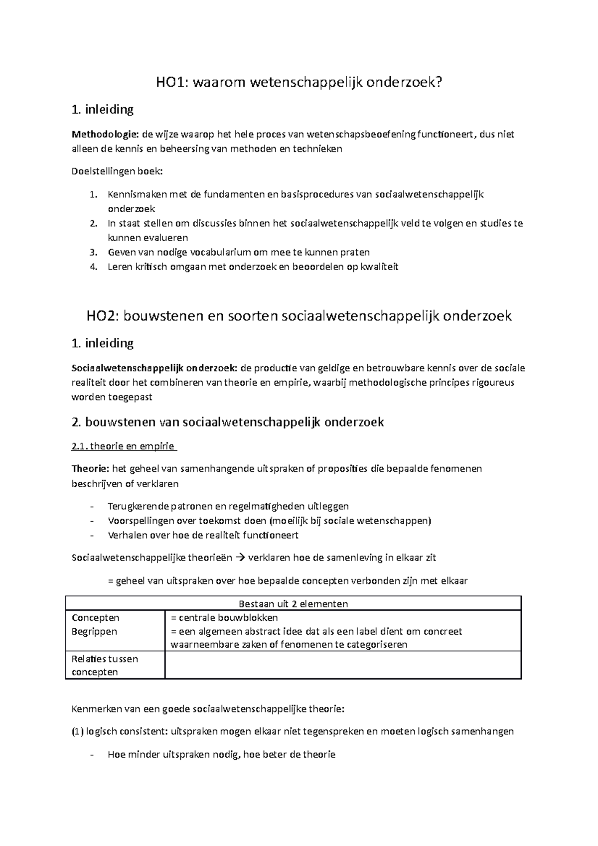 Samenvatting: Hoofdstuk 1 En 2 Methodologie Van De Sociale ...