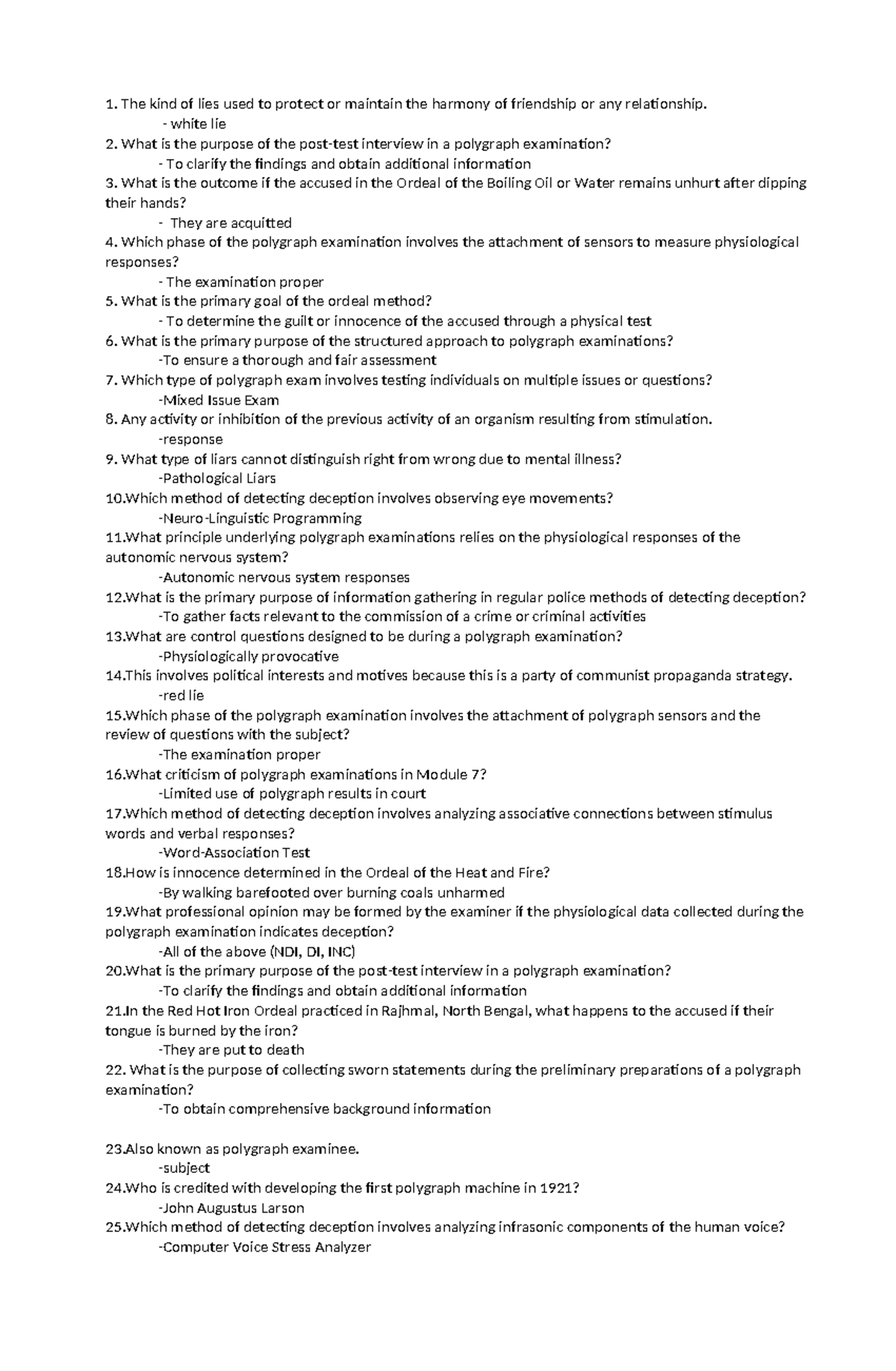 Reviewer Crim 201 - The kind of lies used to protect or maintain the ...