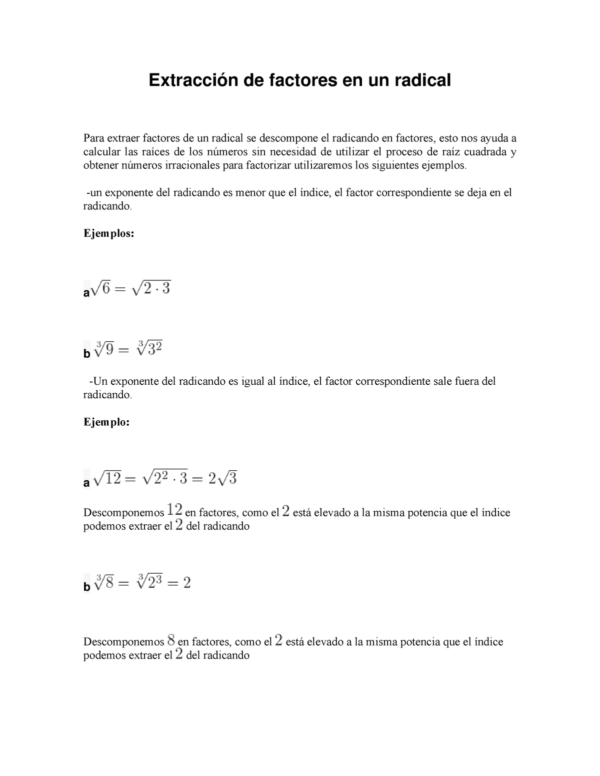 🥇▷【 Simplificación de Radicales. Raíz de Raíz. - Operaciones fracciones  algebraicas 】