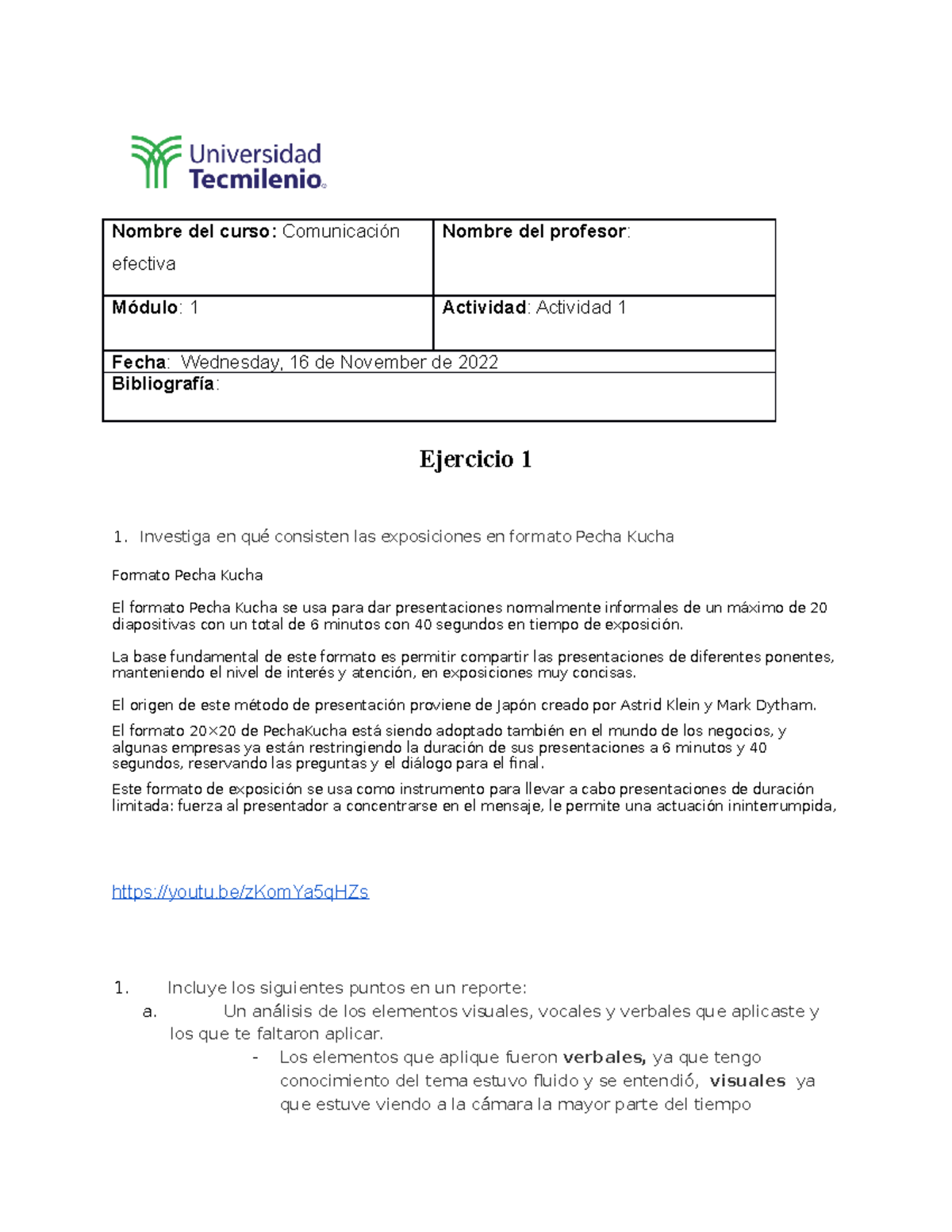 Ejercicio 1 Comunicación efectiva Ana Sofia M-1 - Nombre del curso ...