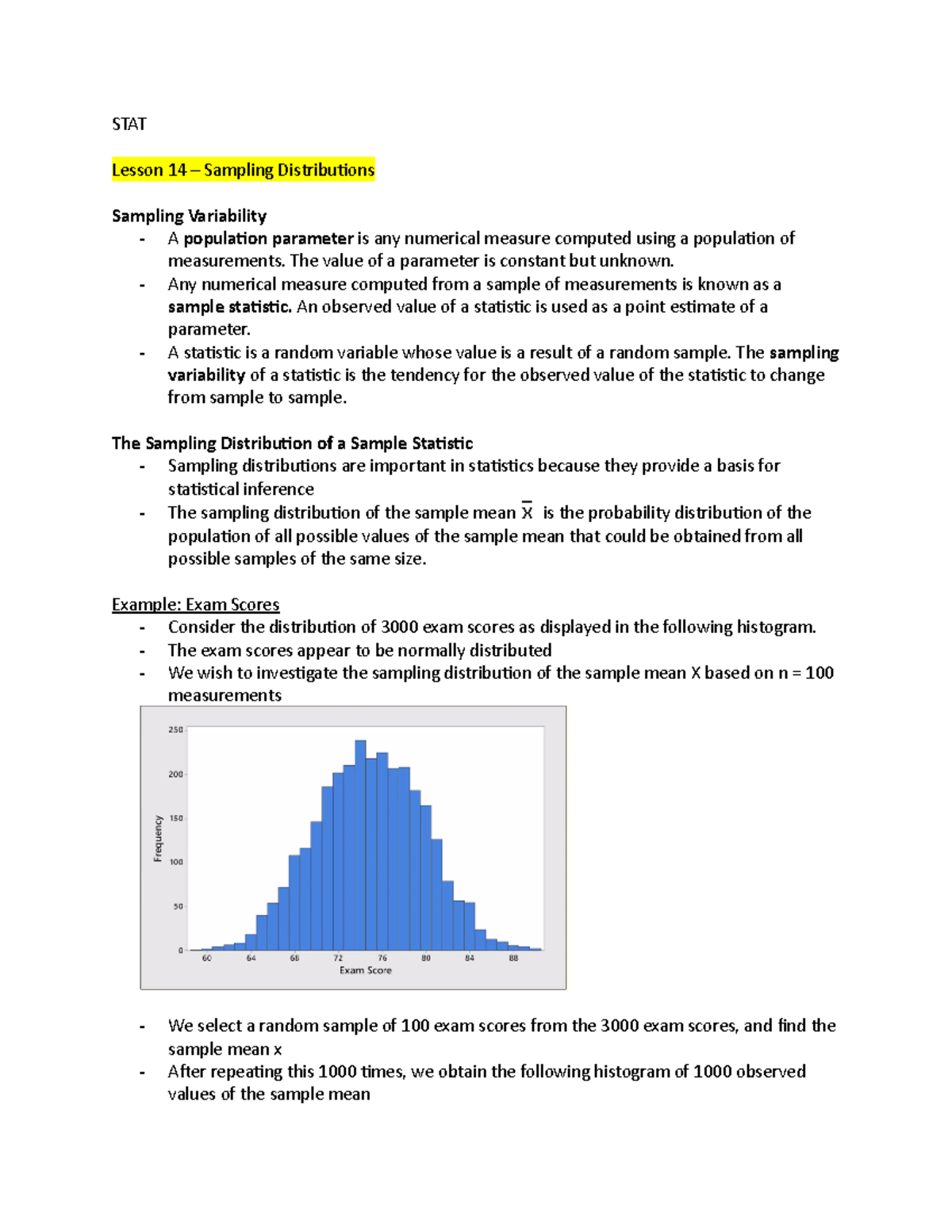 Lesson 14, 15 - Sampling Distribution of the Sample Mean and Sample ...